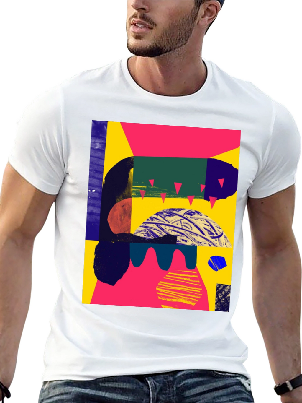 Camiseta Negra Abstracta Estampada