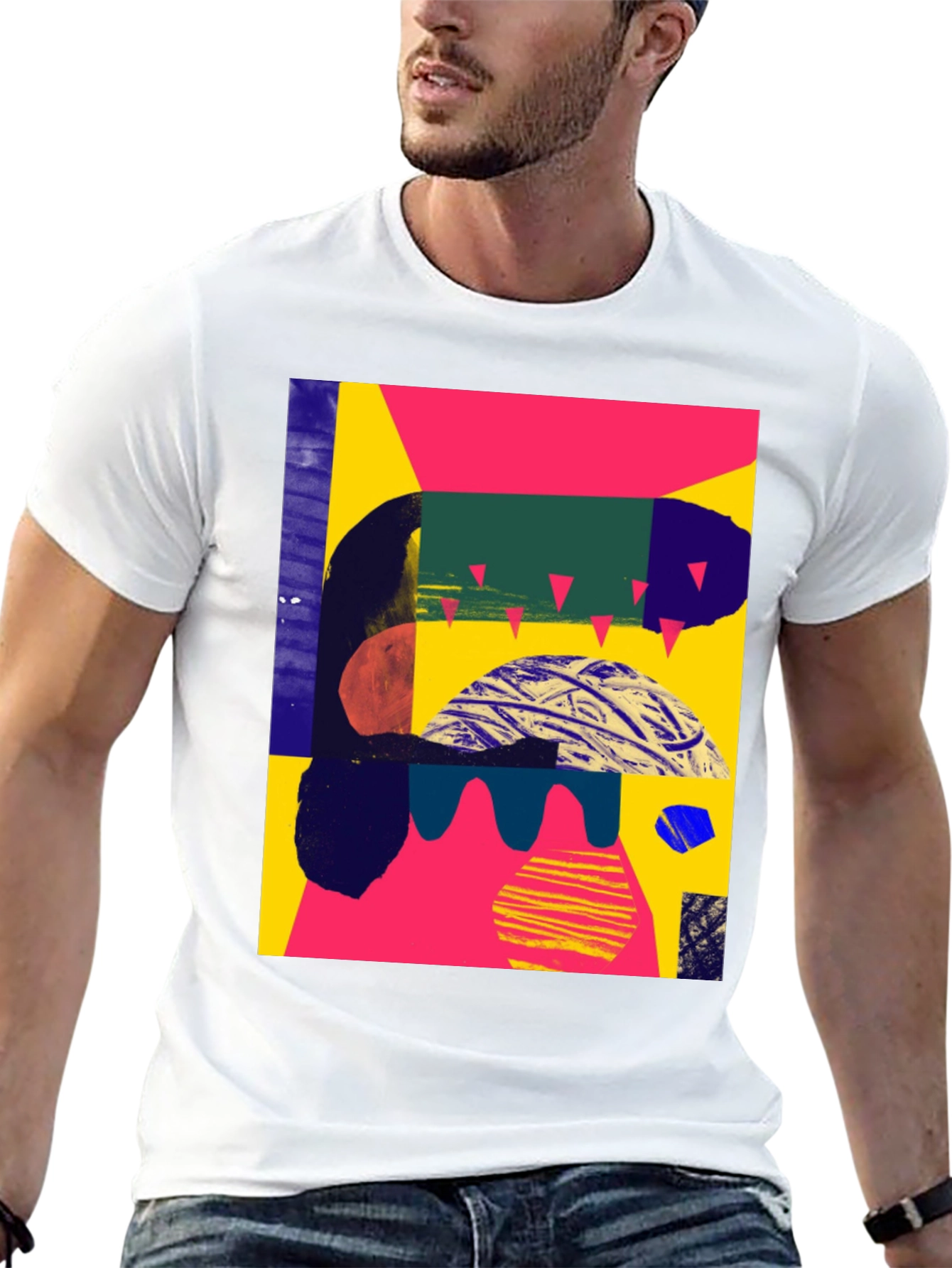 Camiseta Negra Abstracta Estampada