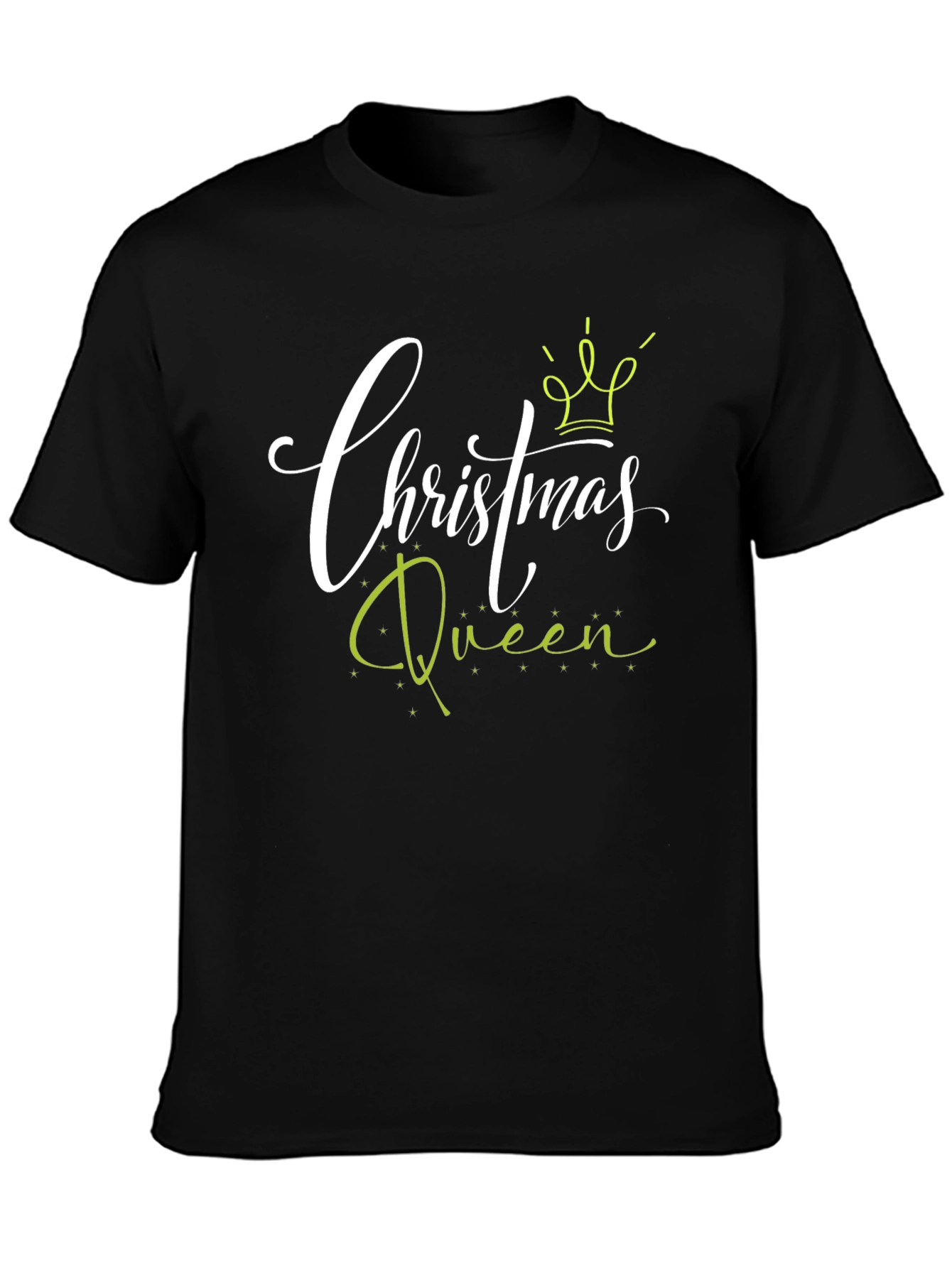 Camiseta Negra Christmas Queen para Celebraciones Navideñas