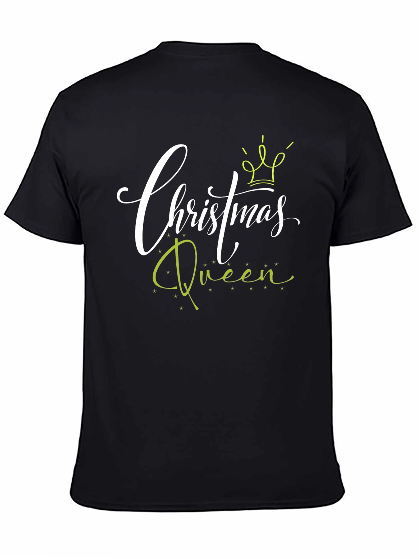 Camiseta Negra Christmas Queen para Celebraciones Navideñas