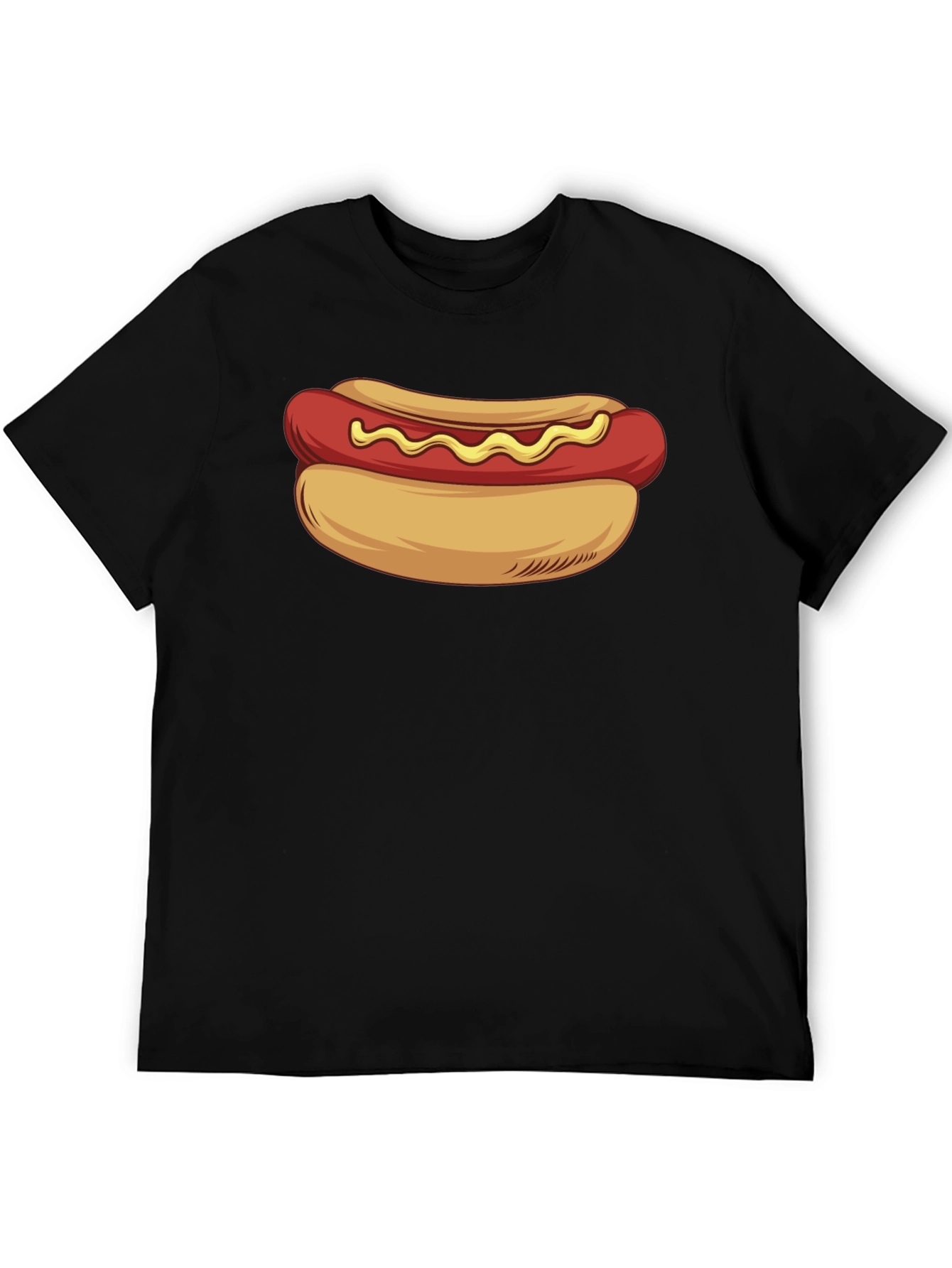 Camiseta Negra con Diseño de Hot Dog