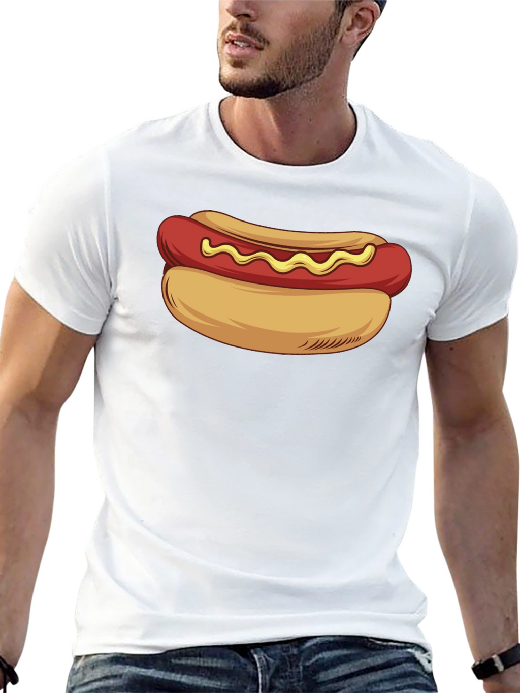 Camiseta Negra con Diseño de Hot Dog