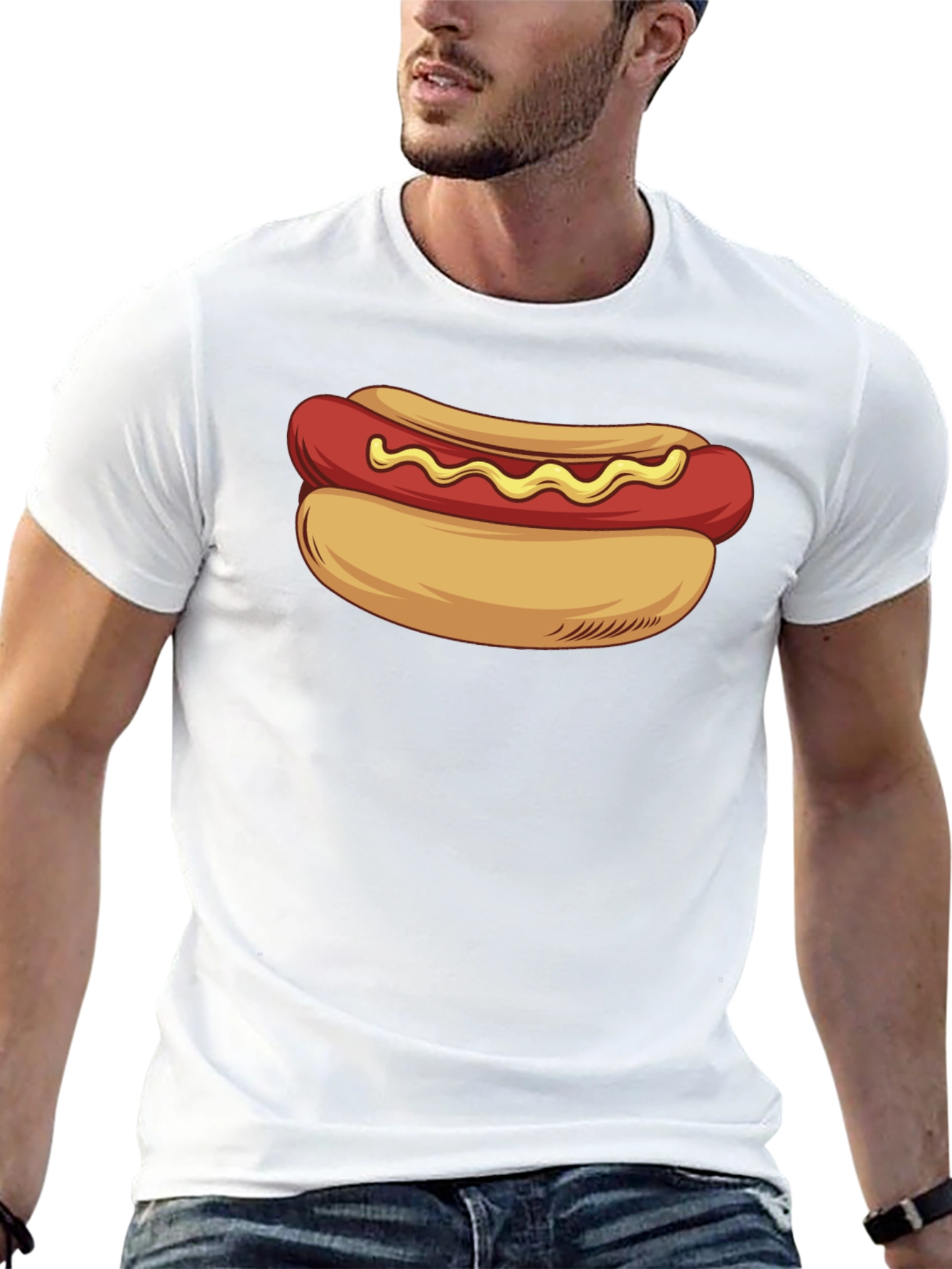 Camiseta Negra con Diseño de Hot Dog
