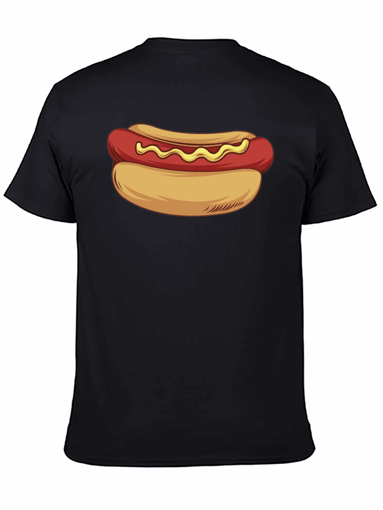 Camiseta Negra con Diseño de Hot Dog
