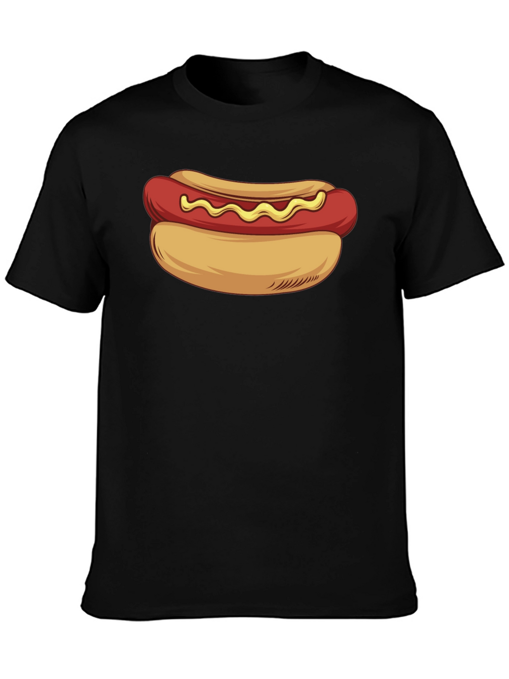 Camiseta Negra con Diseño de Hot Dog