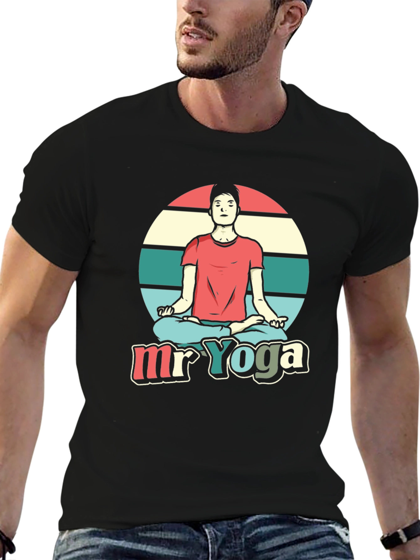 Camiseta Hombre Diseño Yoga - Estilo Relajado