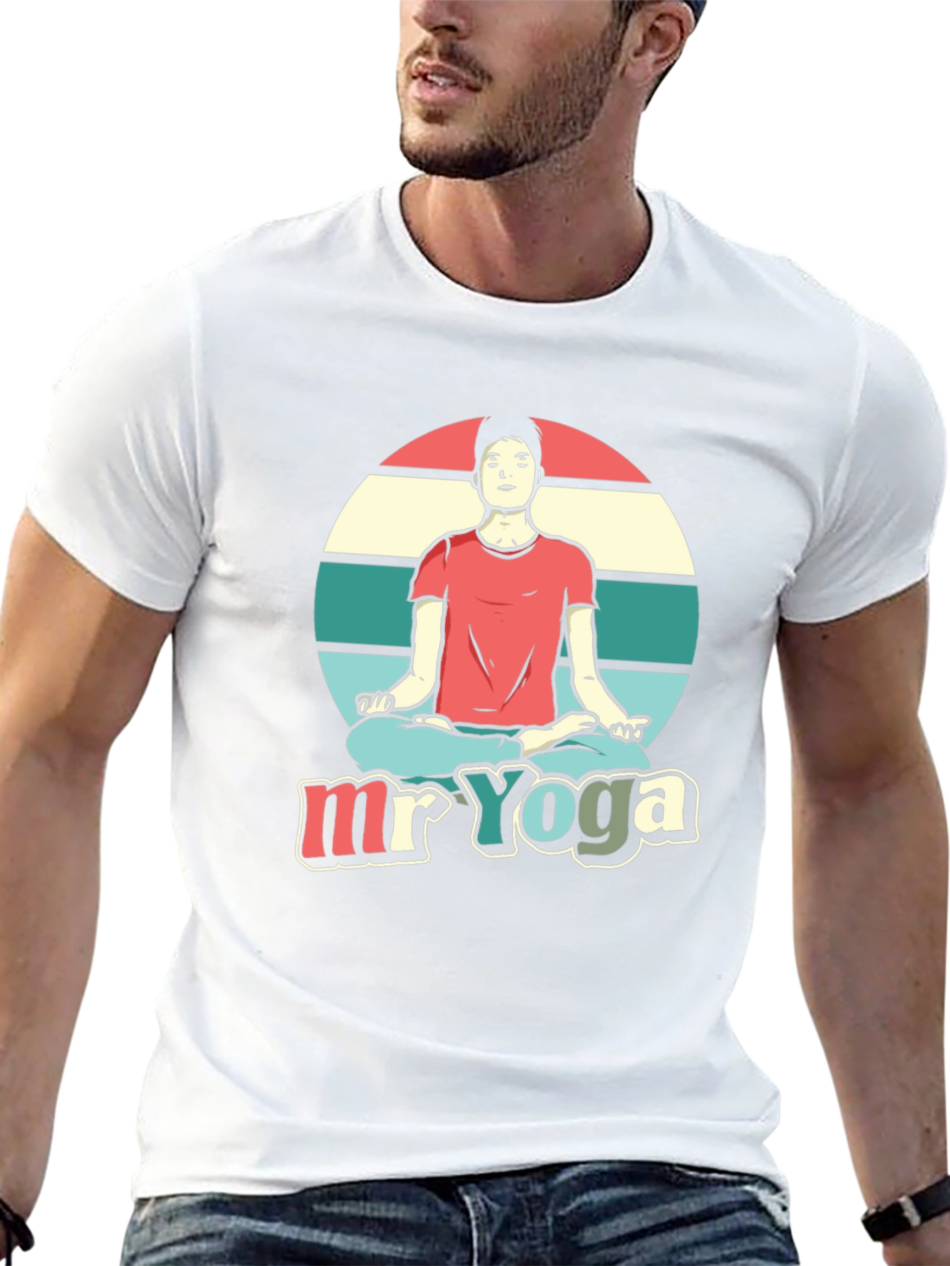 Camiseta Hombre Diseño Yoga - Estilo Relajado
