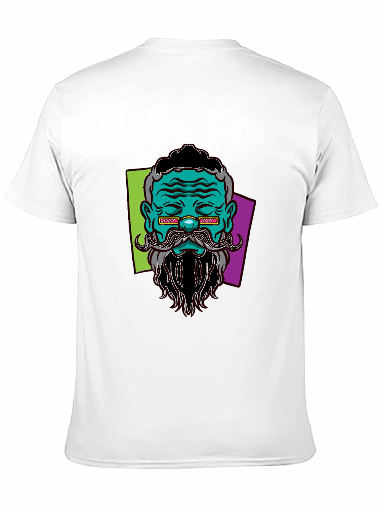 Camiseta Negra con Diseño de Cara Barbuda Abstracta