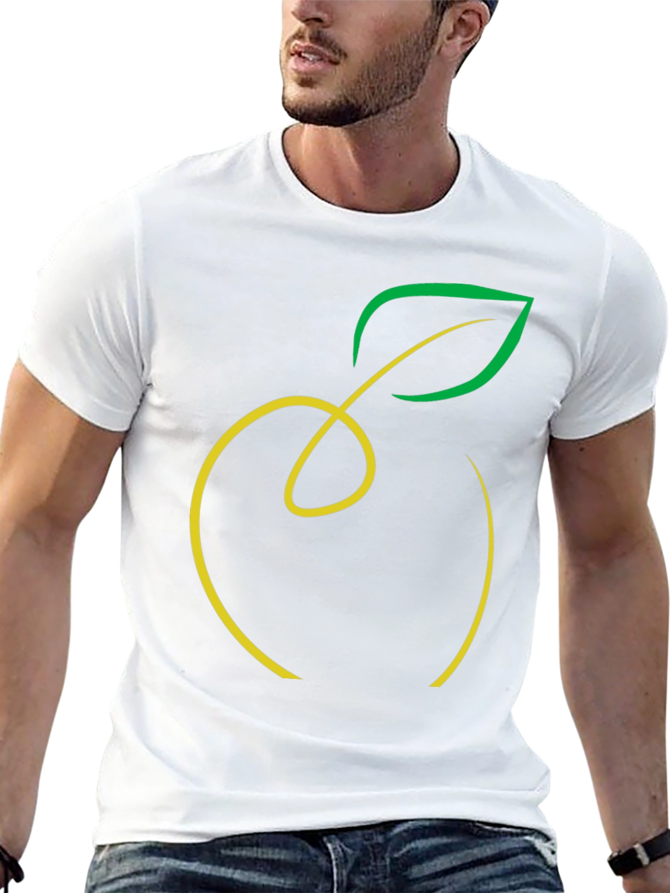 Camiseta Negra con Diseño de Manzana Minimalista
