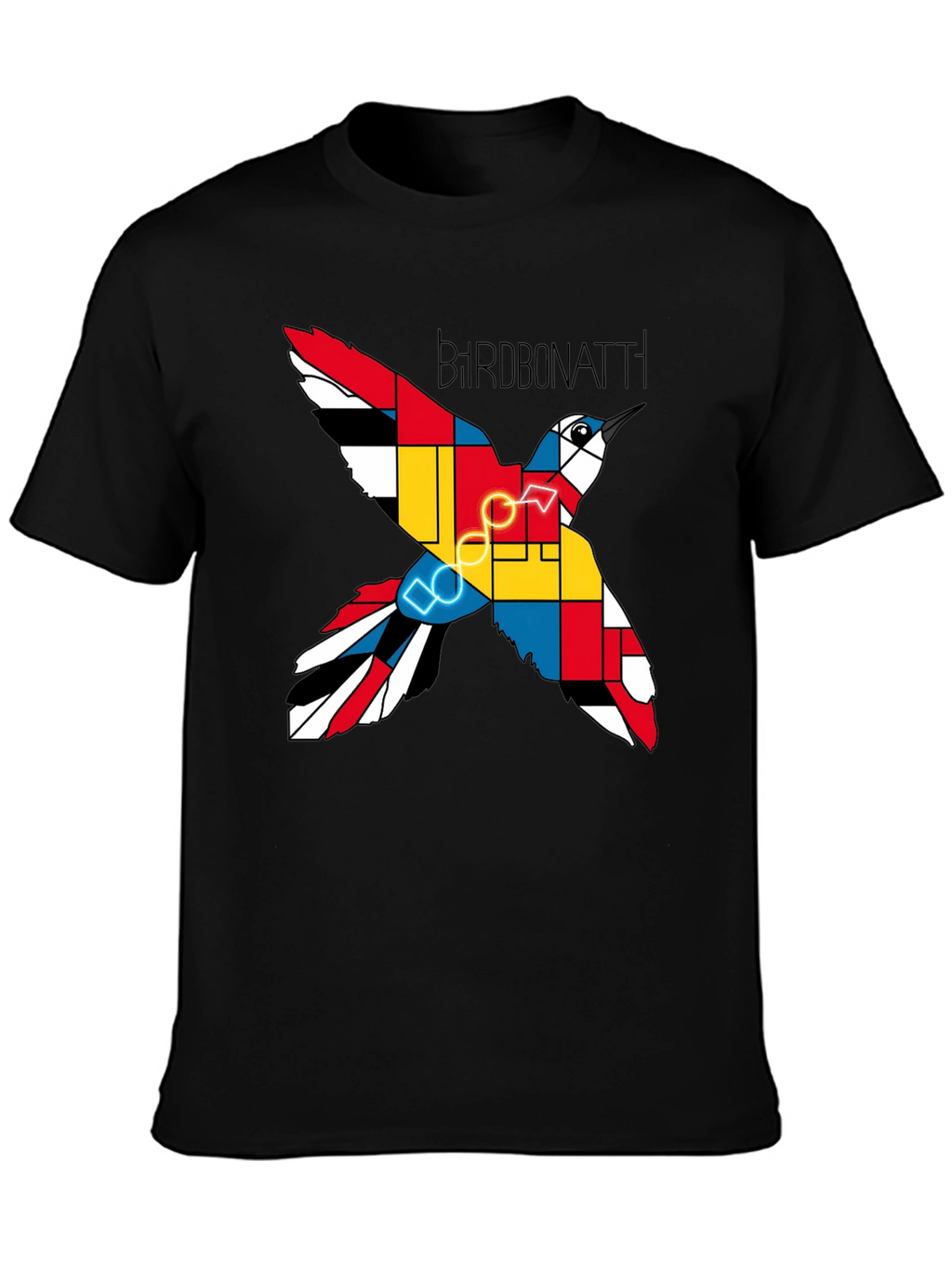 Camiseta Negra Bird Bonatti Diseño Abstracto