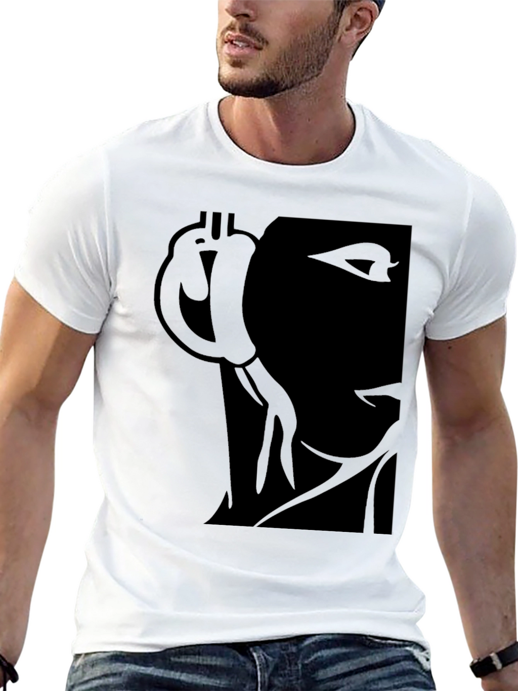 Camiseta Negra con Diseño Abstracto para Hombre