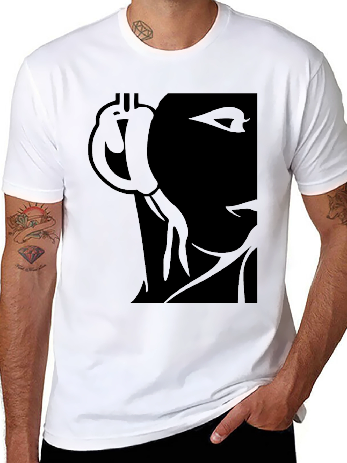 Camiseta Negra con Diseño Abstracto para Hombre
