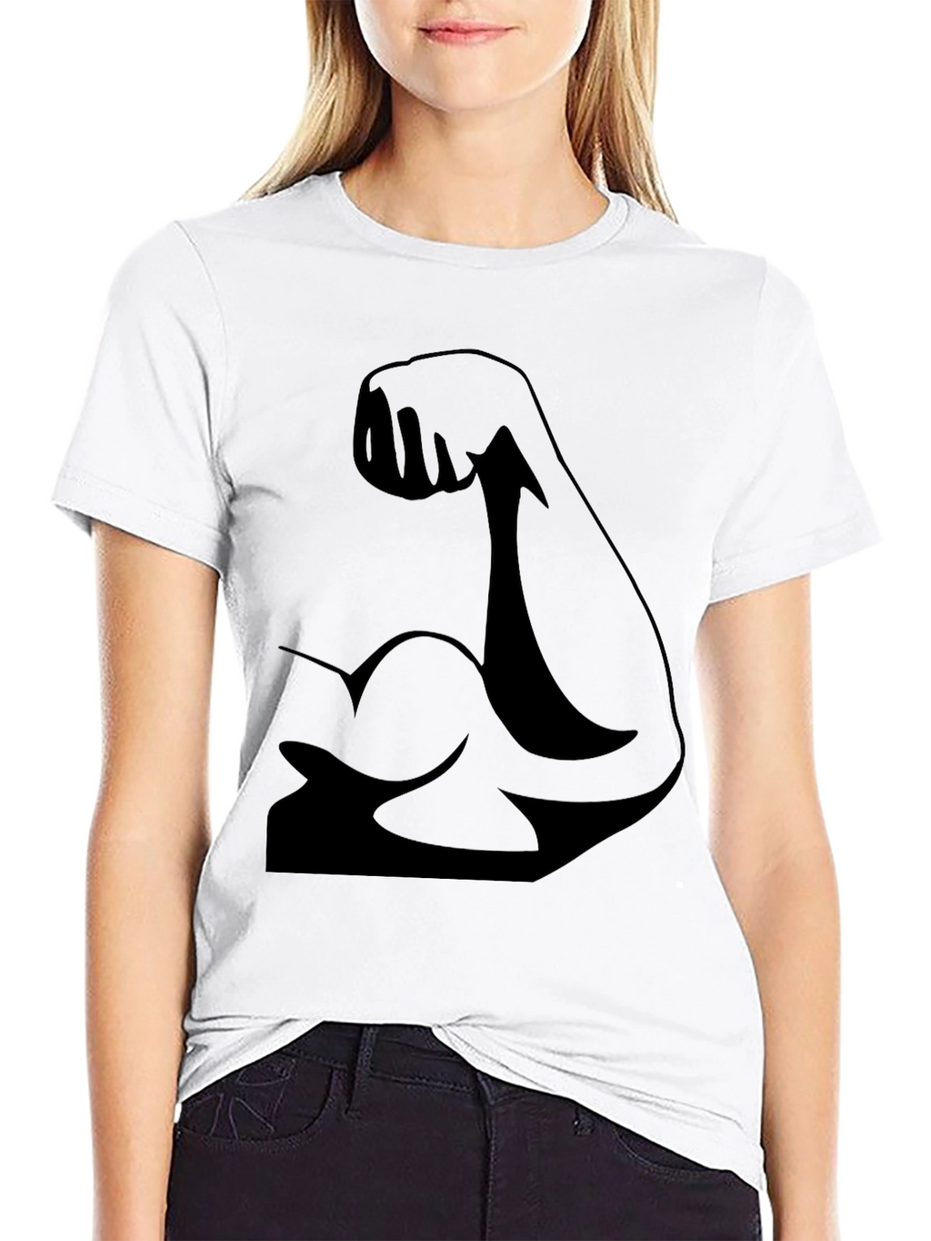 Camiseta Negra con Diseño de Bíceps Musculoso