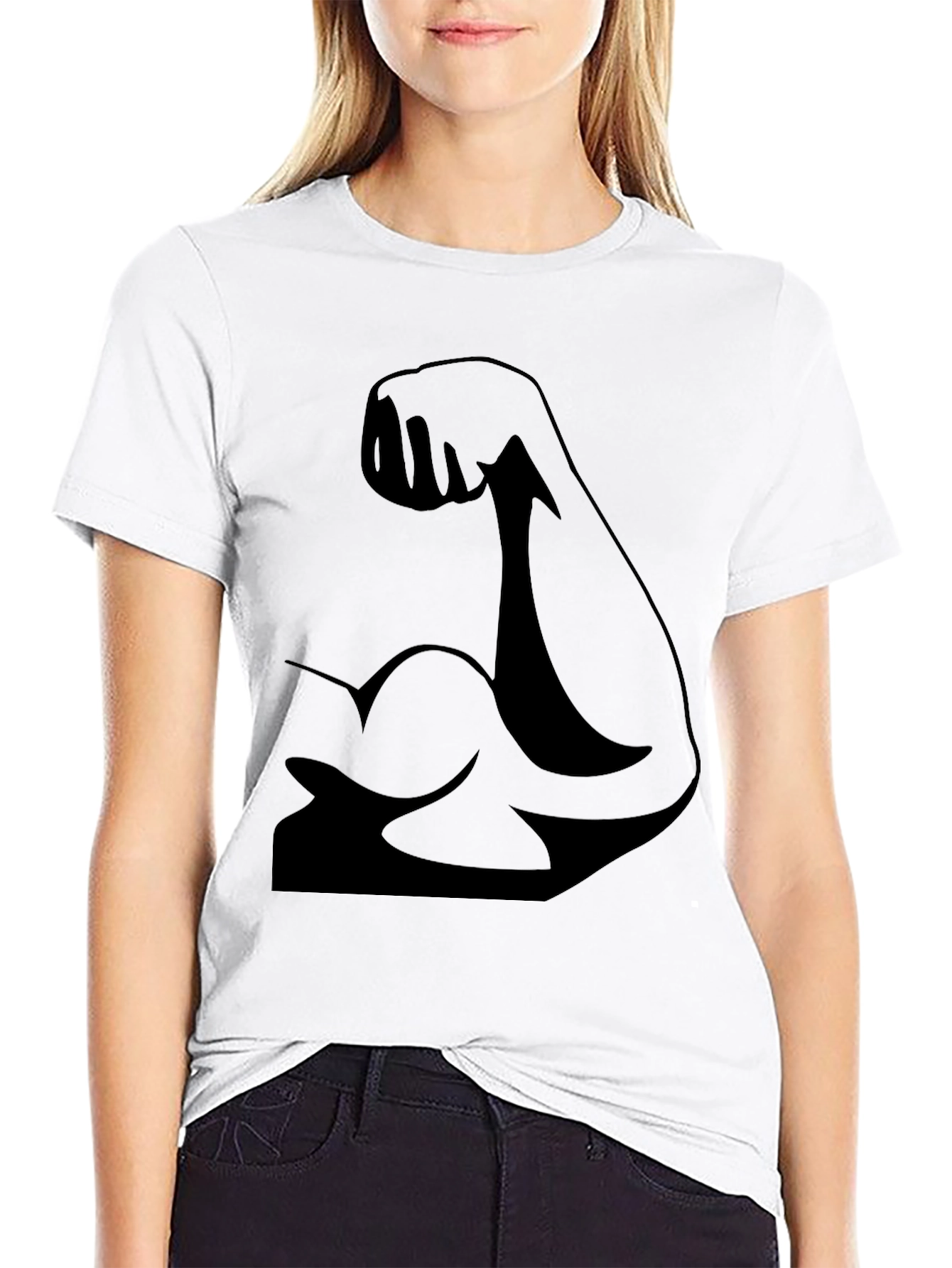 Camiseta Negra con Diseño de Bíceps Musculoso