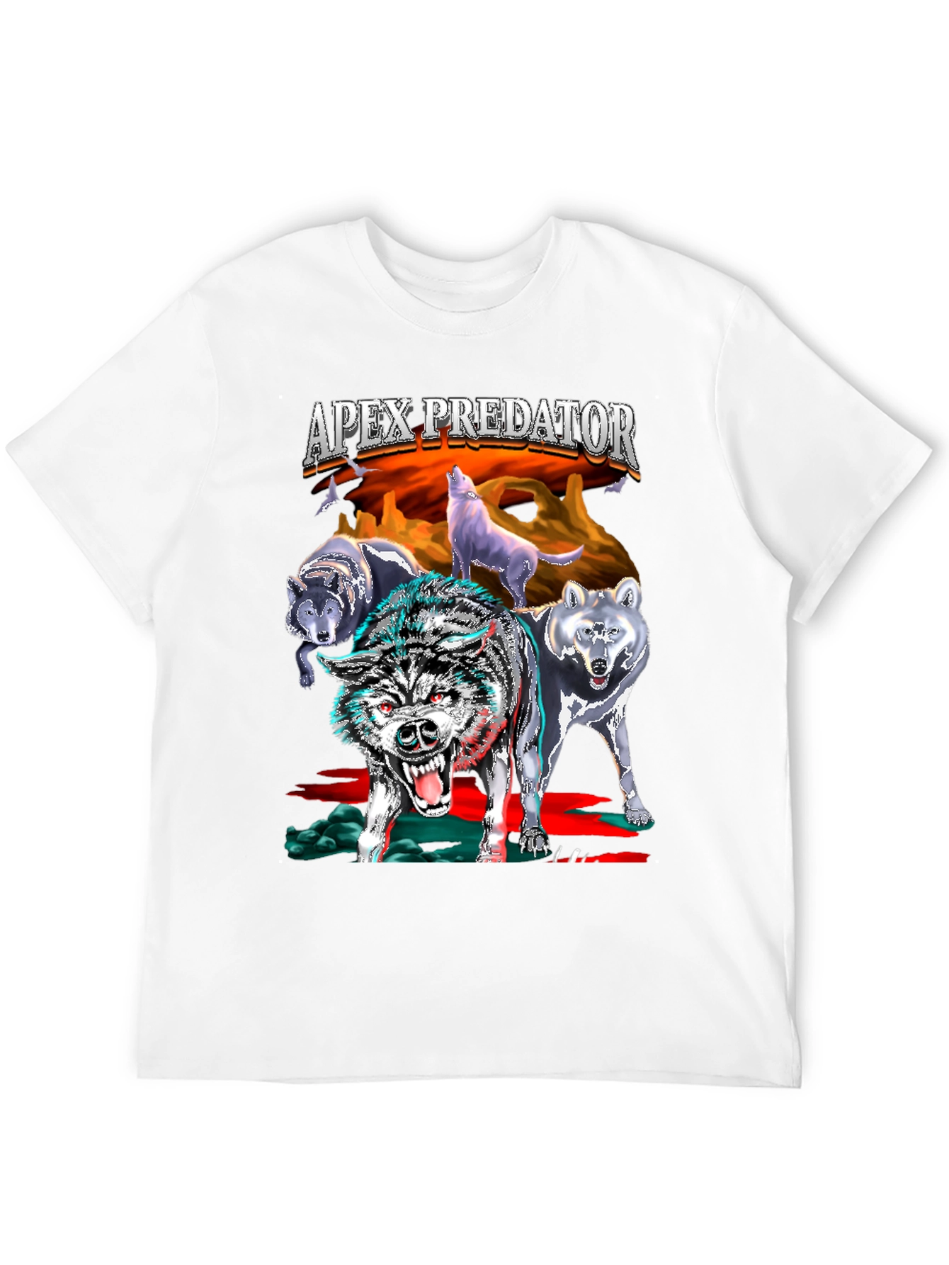 Camiseta Negra con Diseño de Lobos Apex Predator