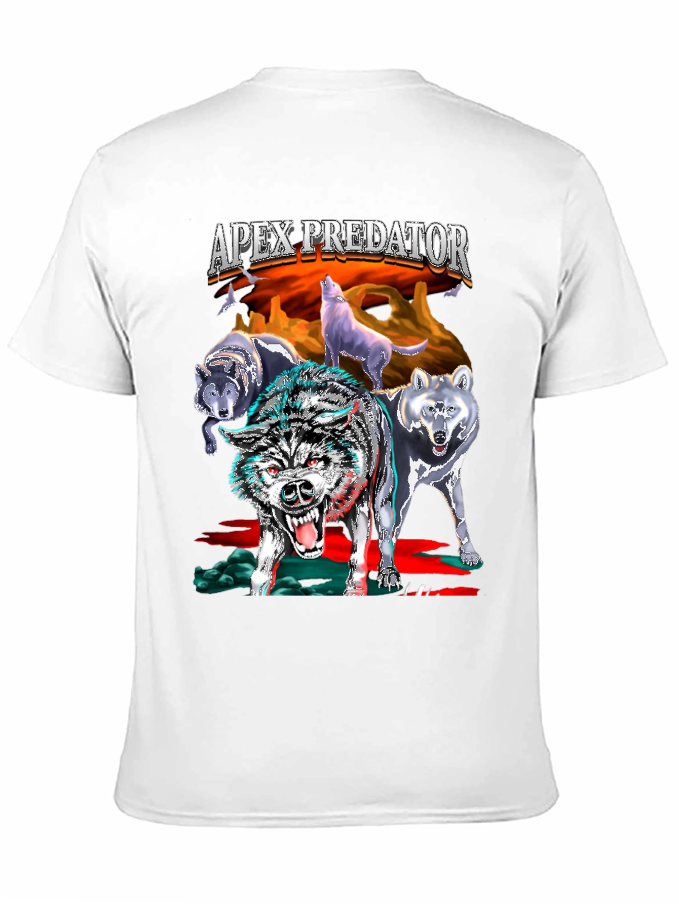 Camiseta Negra con Diseño de Lobos Apex Predator