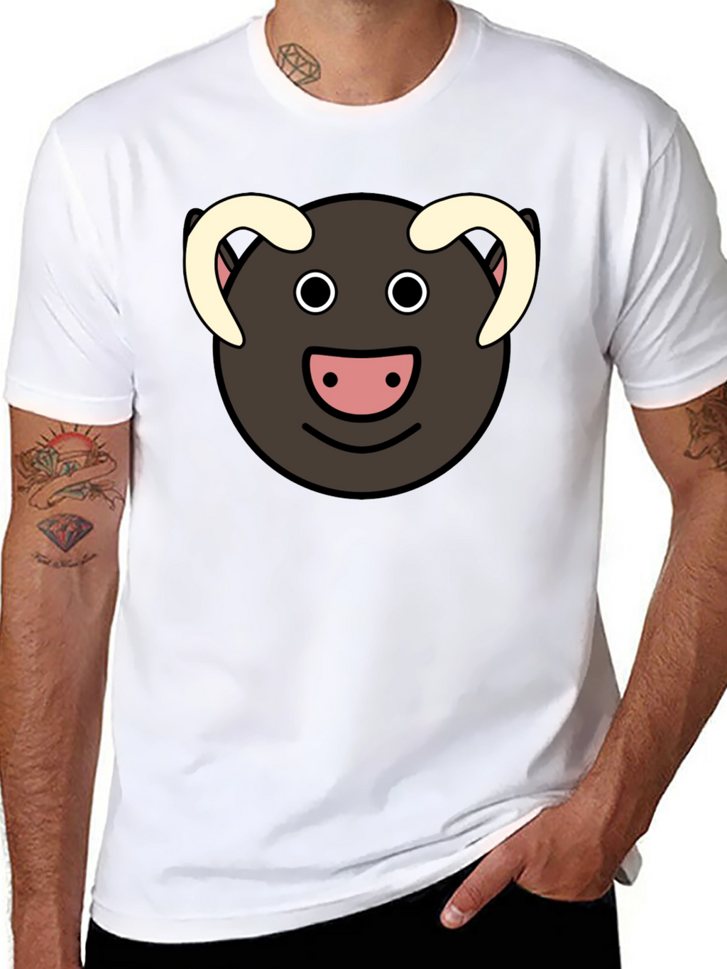Camiseta Negra con Diseño de Carnero Divertido