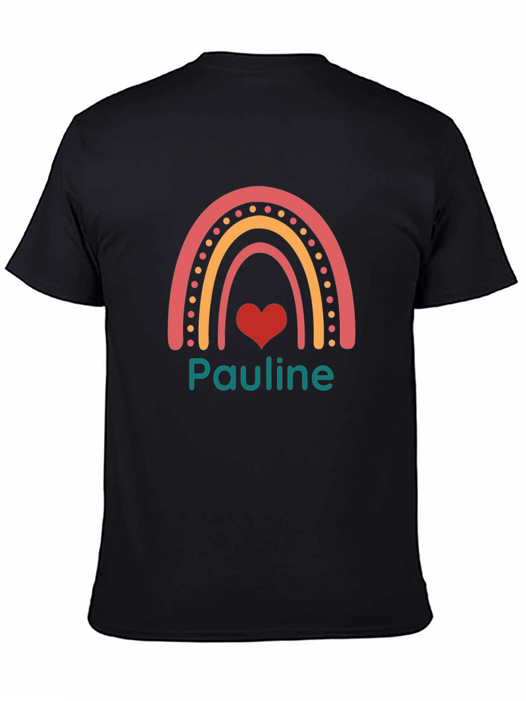 Camiseta Negra con Arcoíris y Nombre Pauline