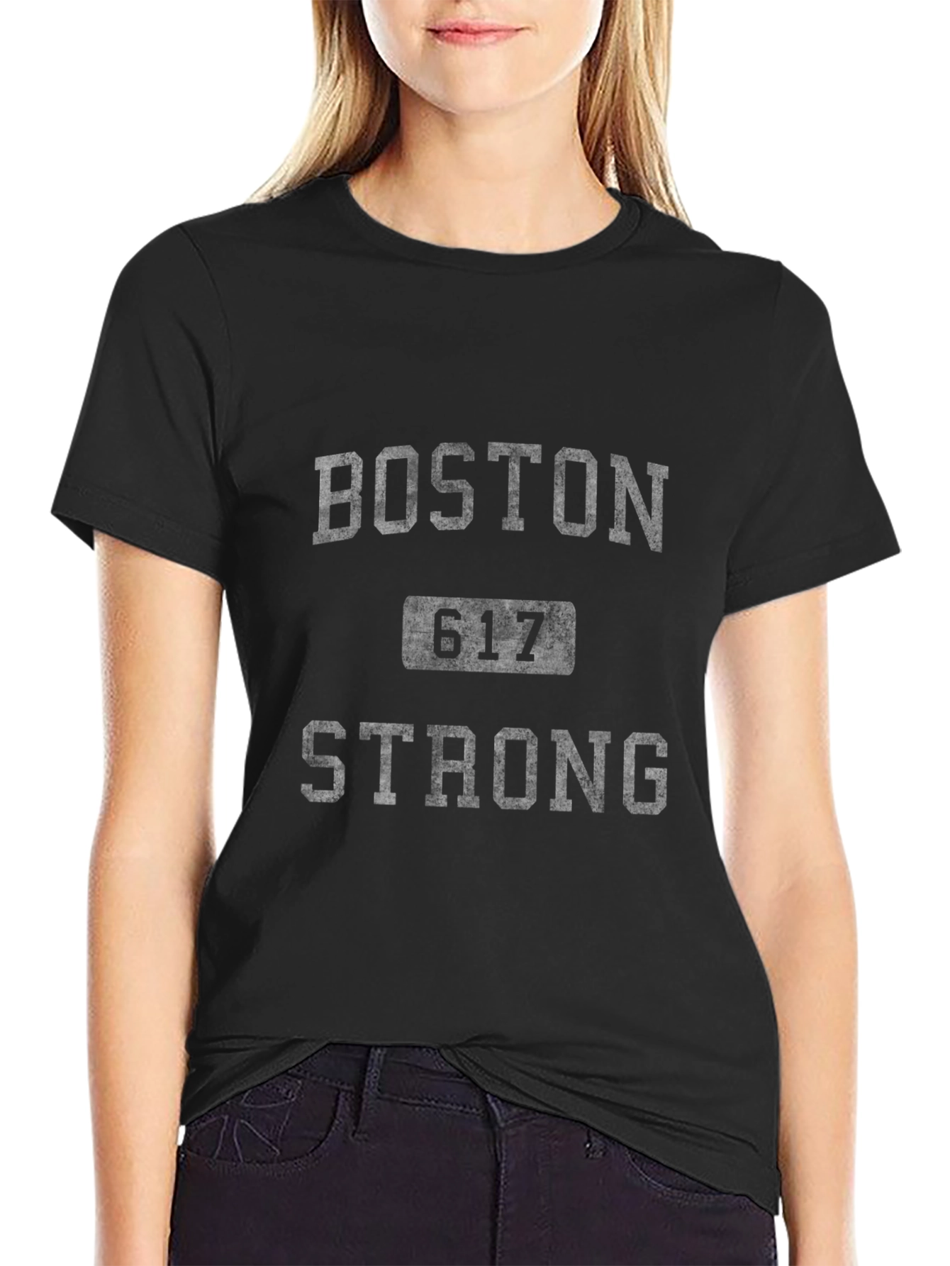 Camiseta Negra Boston Strong 617 para Hombre