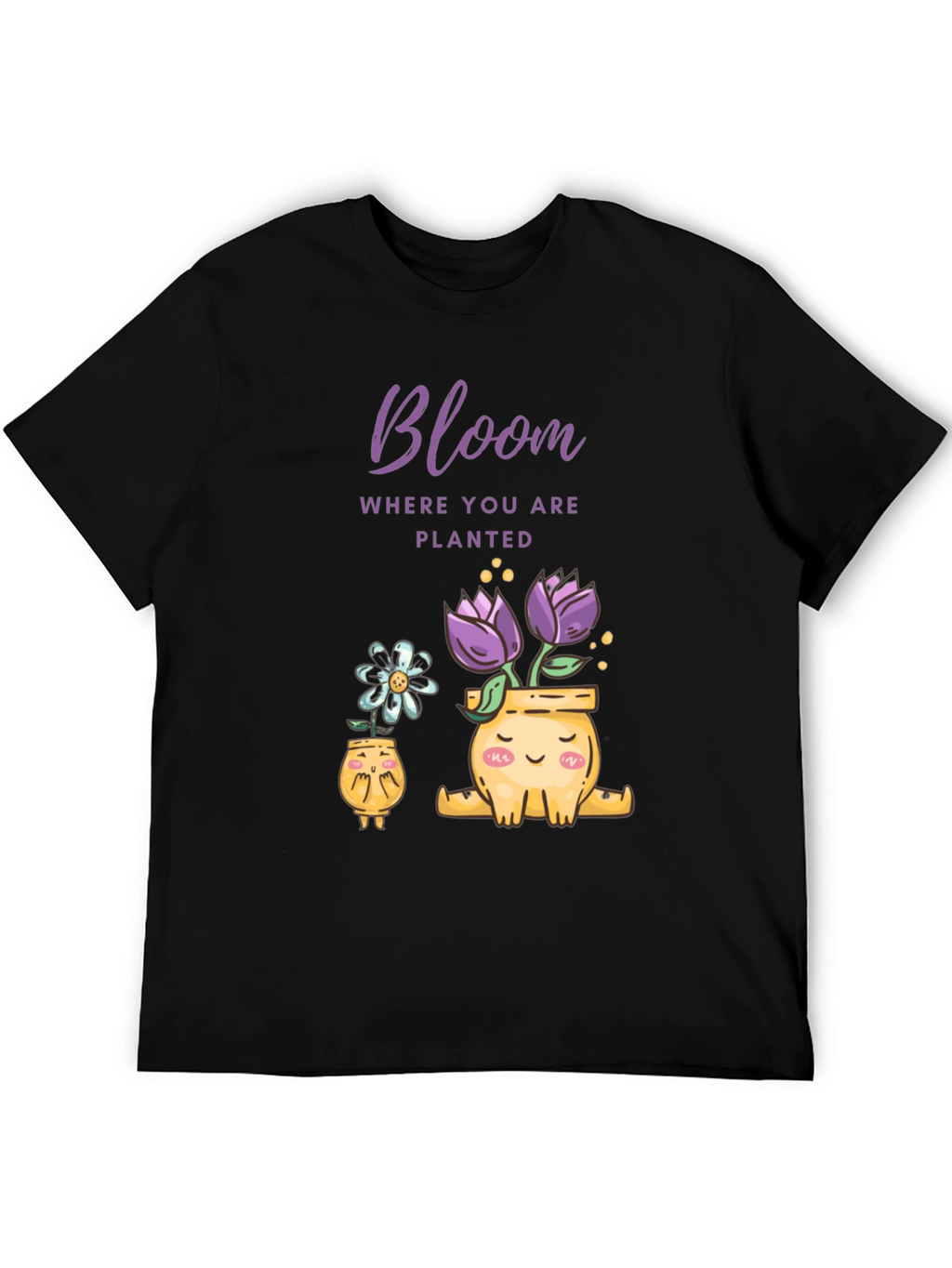 Camiseta Negra Bloom Flores en Macetas