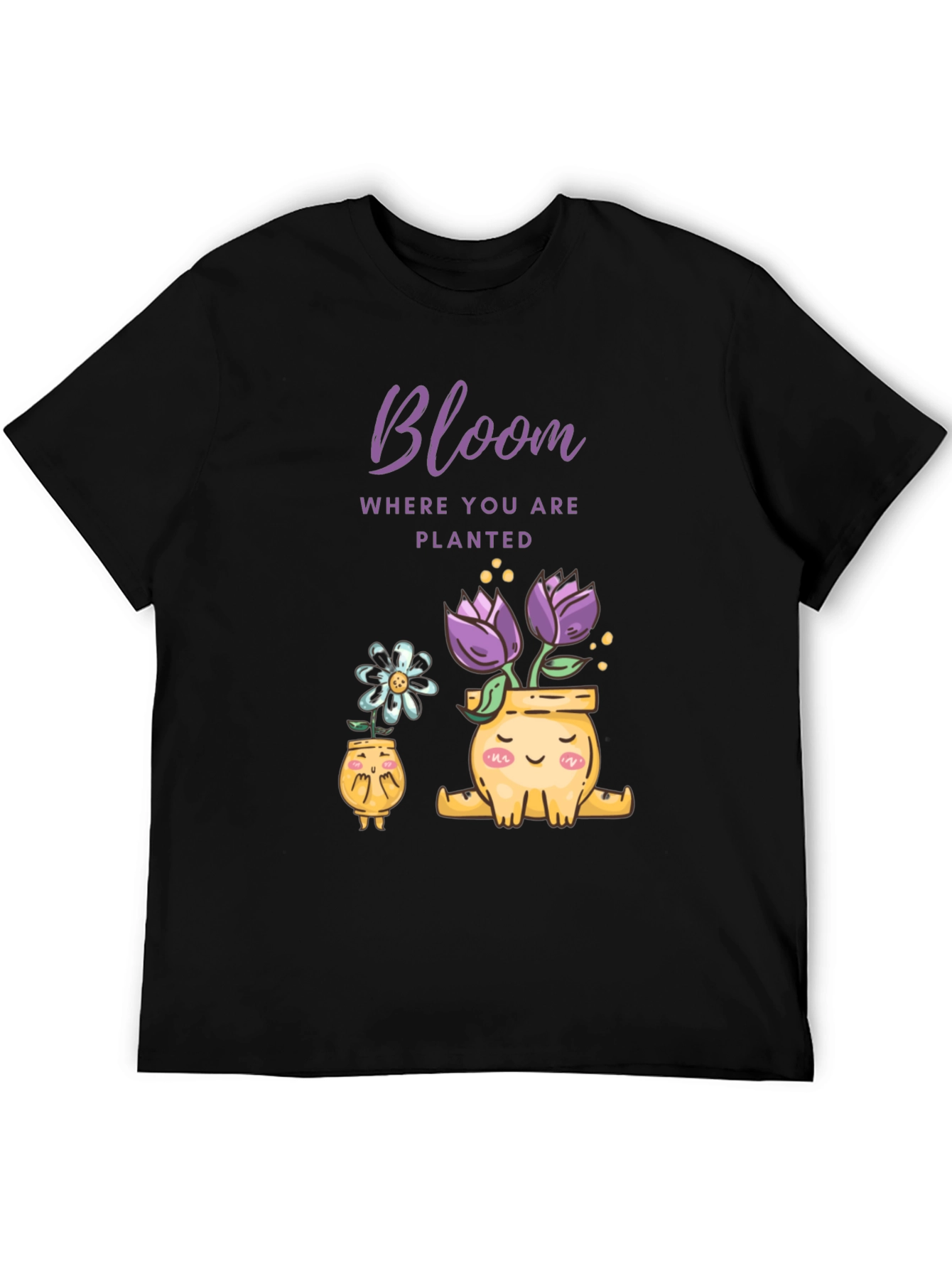 Camiseta Negra Bloom Flores en Macetas