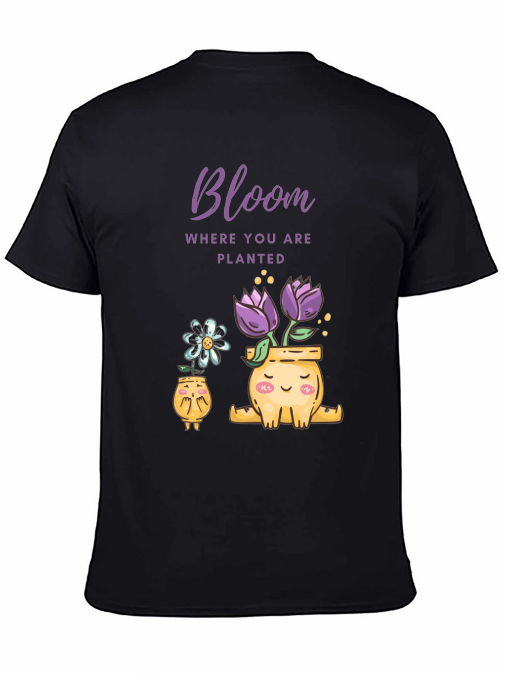 Camiseta Negra Bloom Flores en Macetas