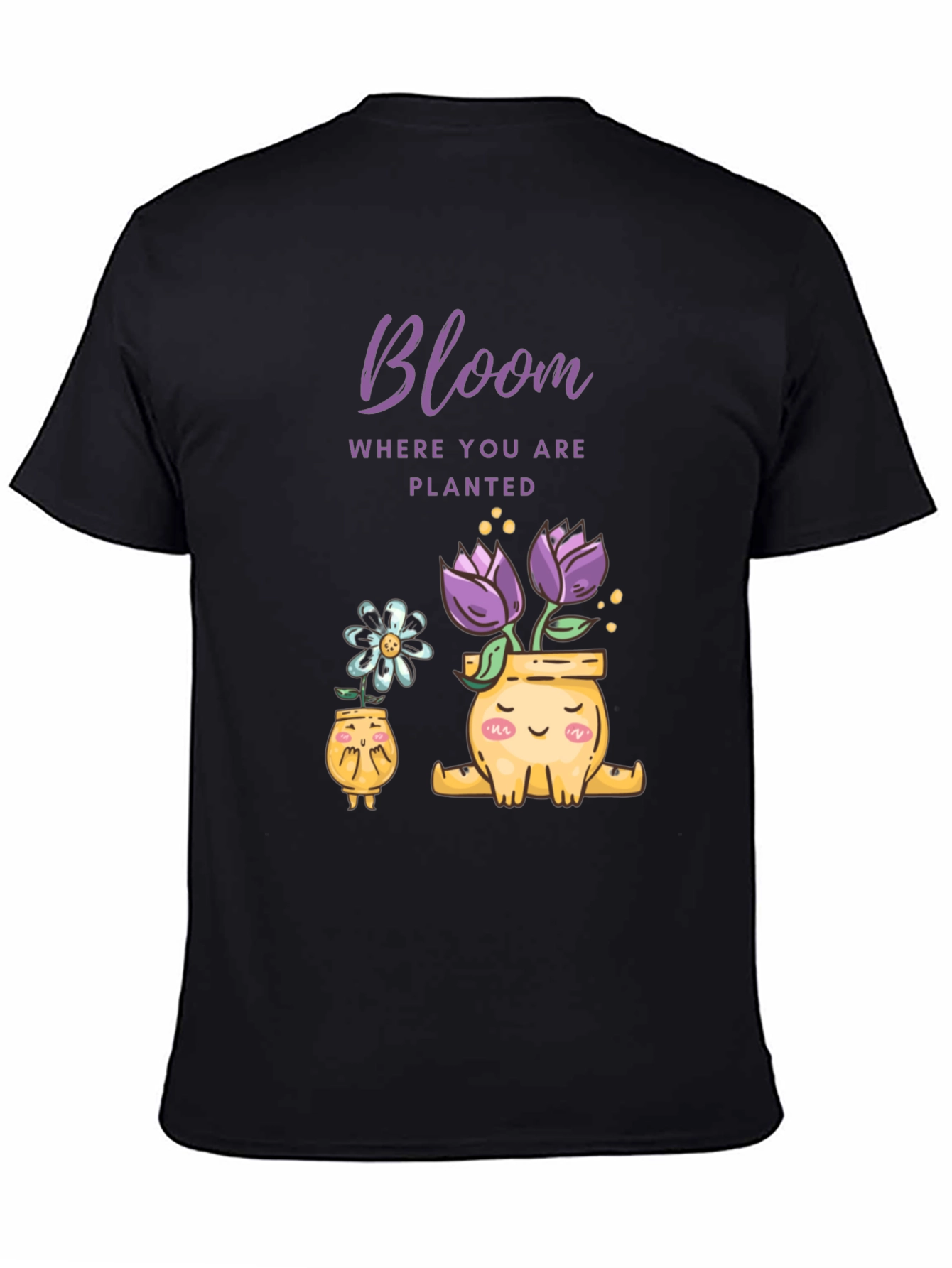 Camiseta Negra Bloom Flores en Macetas