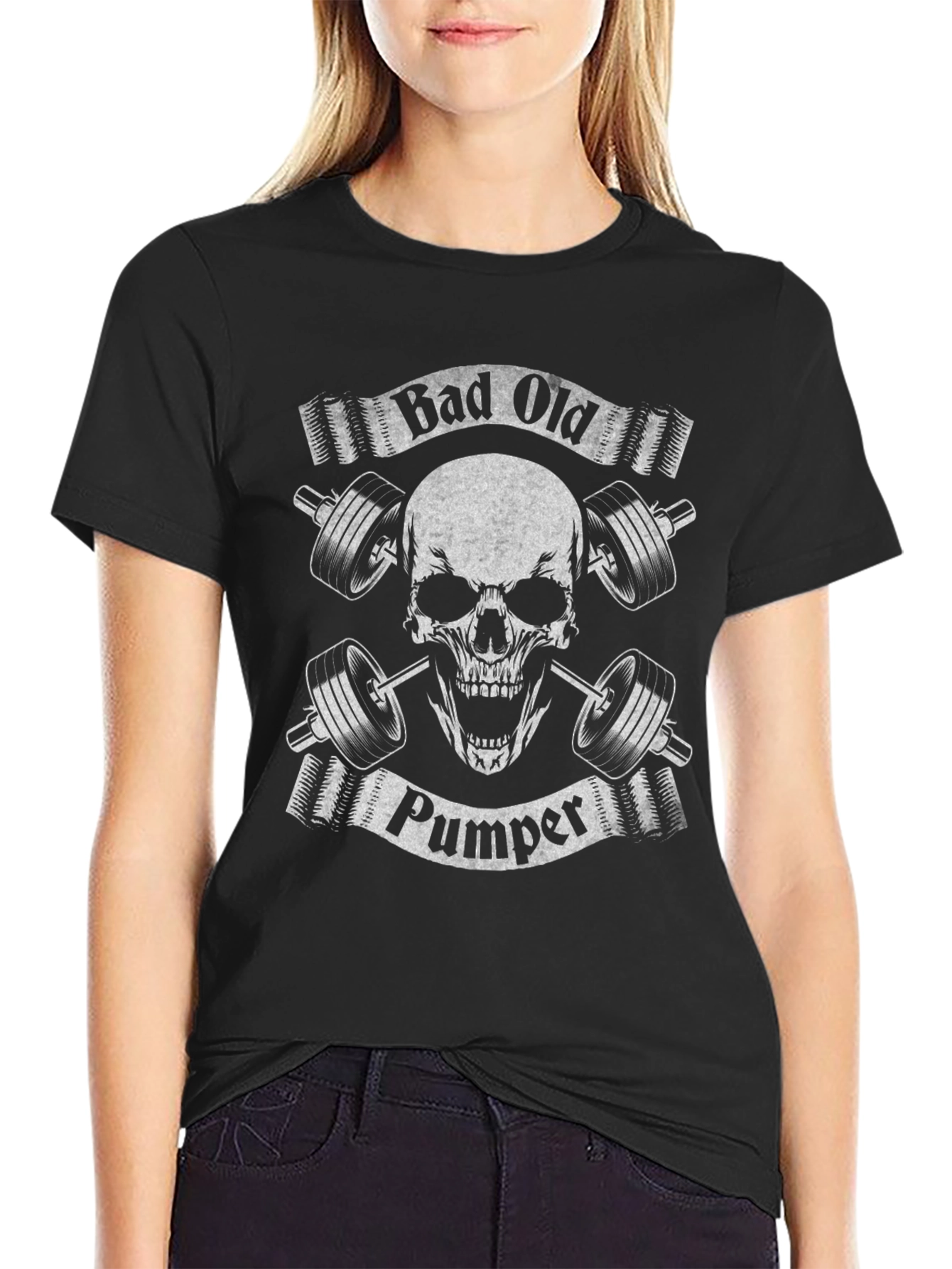 Camiseta Negra Calavera Gym Bad Old Pumper