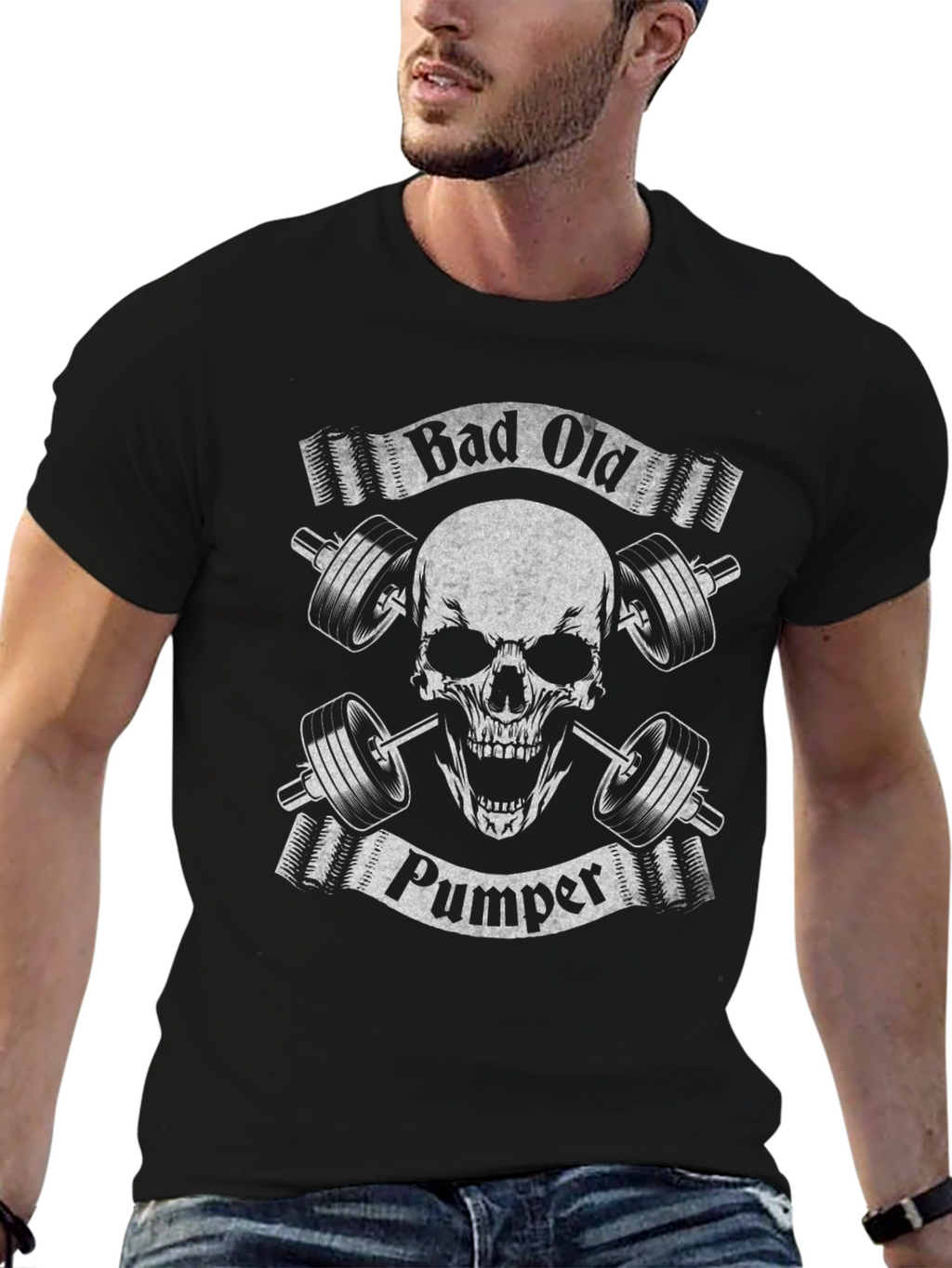 Camiseta Negra Calavera Gym Bad Old Pumper