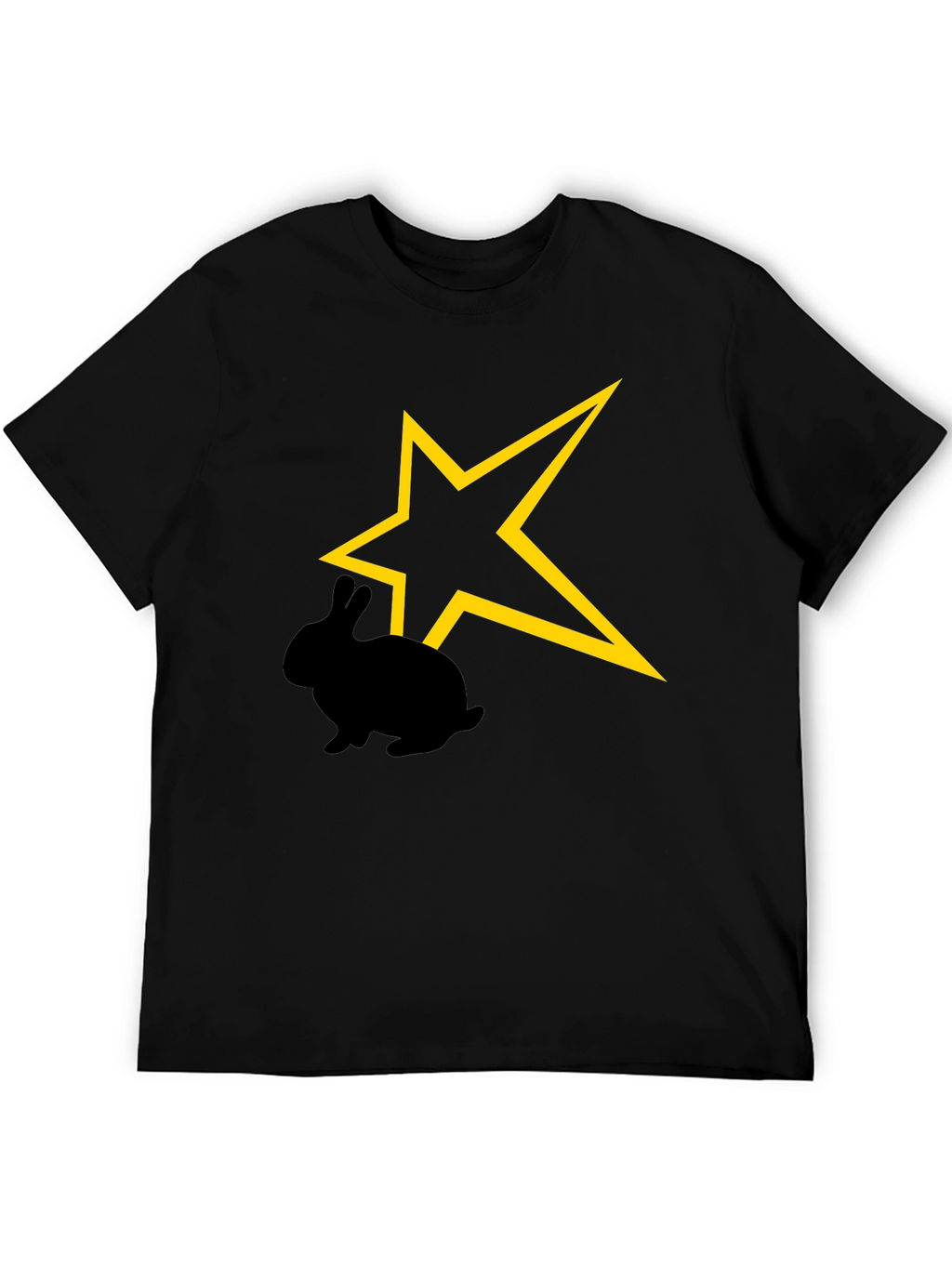 Camiseta Negra con Conejo y Estrella Amarilla
