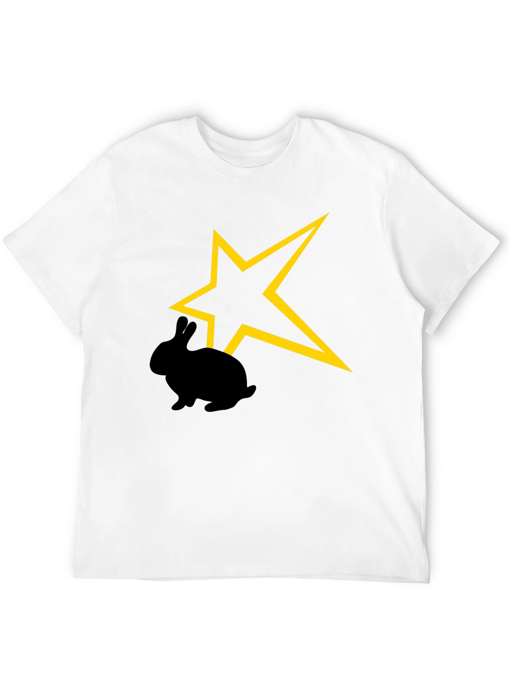 Camiseta Negra con Conejo y Estrella Amarilla