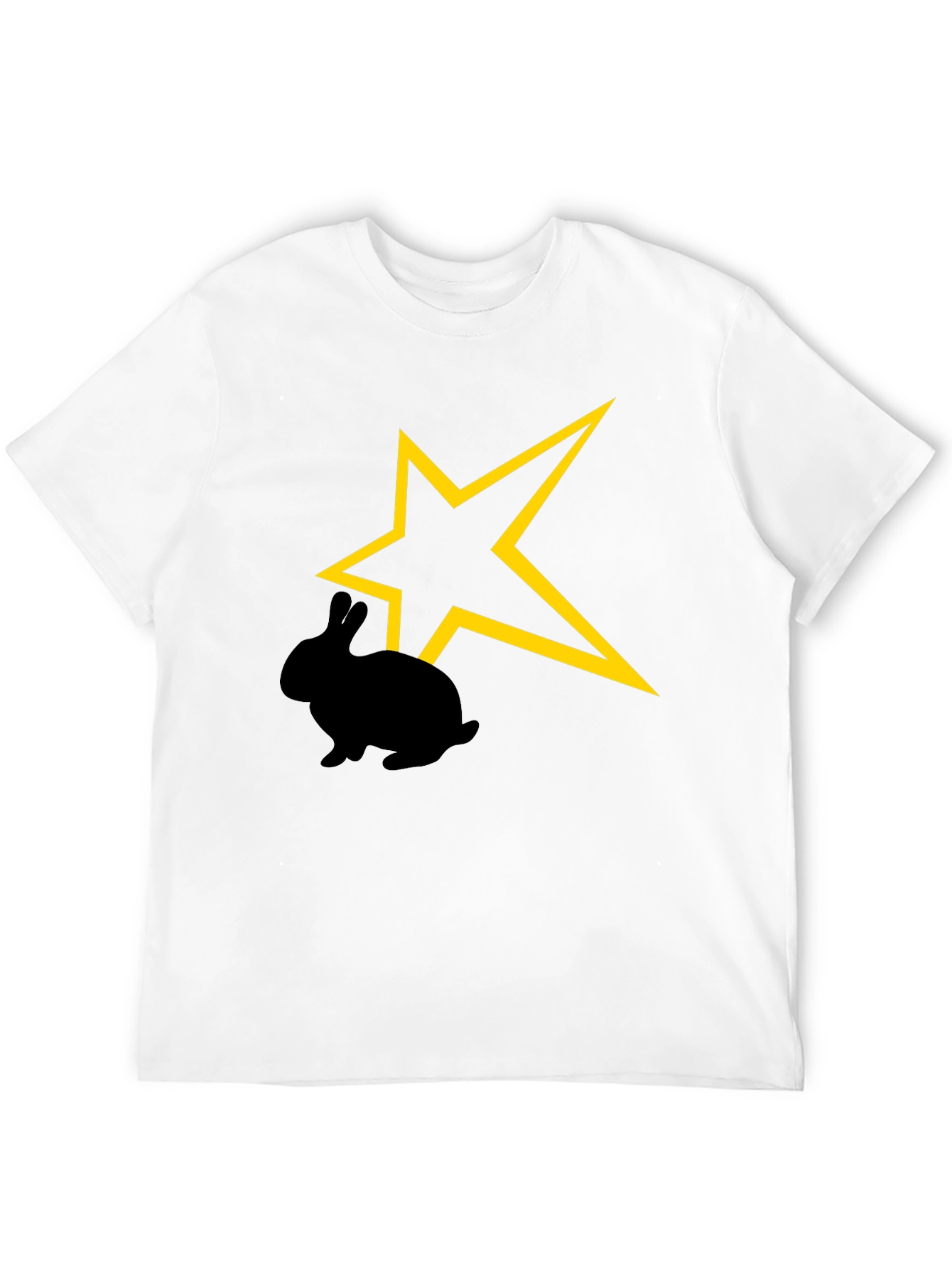 Camiseta Negra con Conejo y Estrella Amarilla