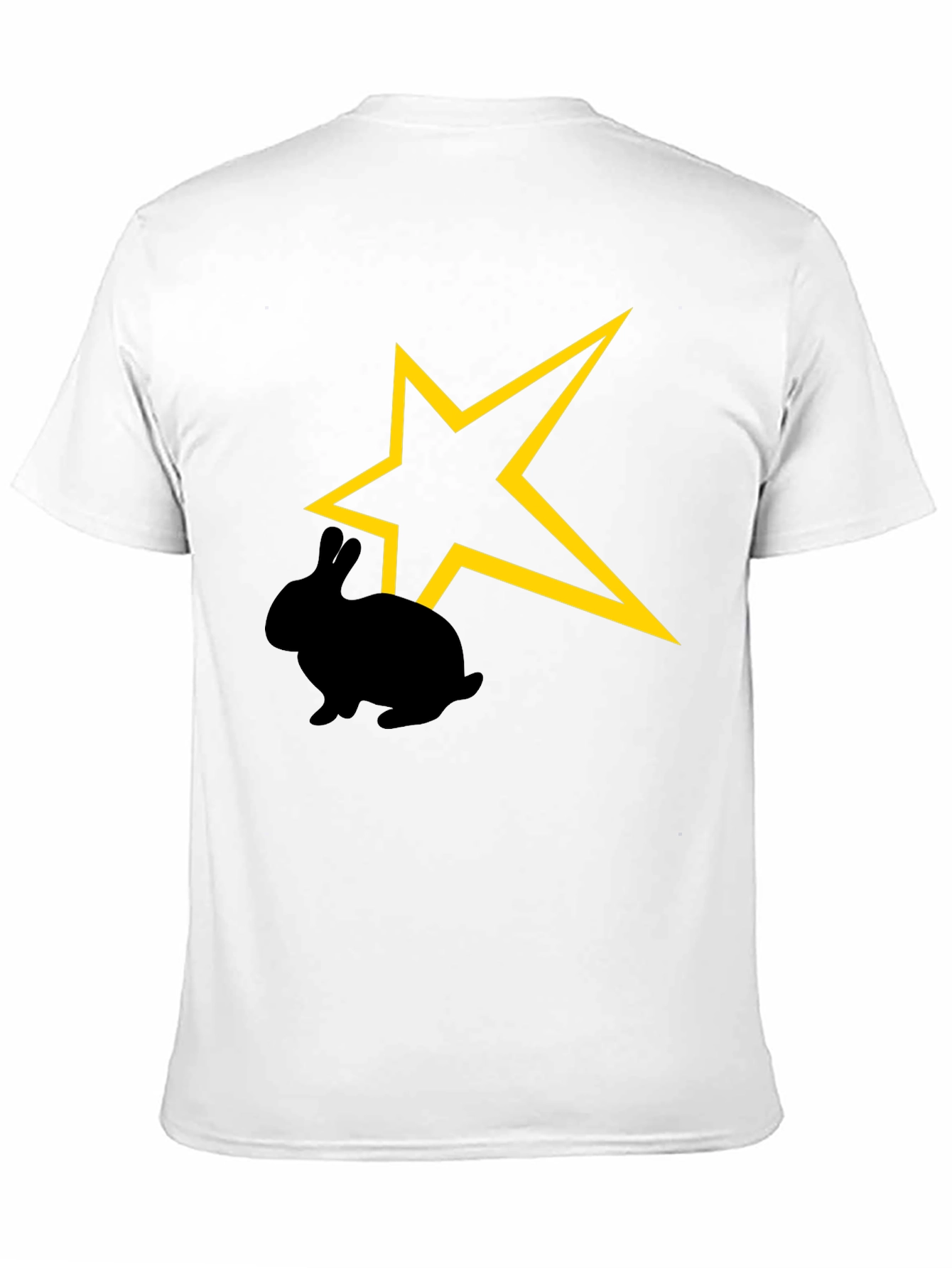 Camiseta Negra con Conejo y Estrella Amarilla