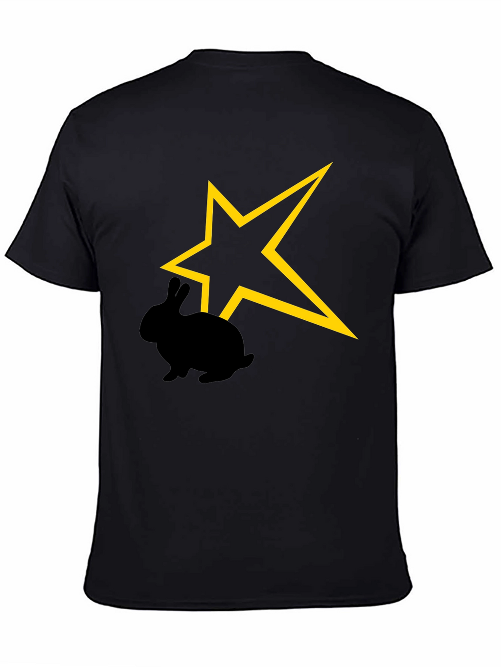 Camiseta Negra con Conejo y Estrella Amarilla