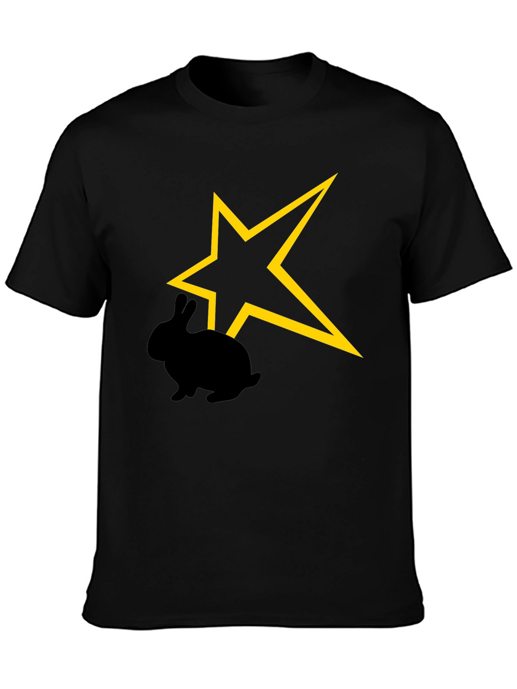 Camiseta Negra con Conejo y Estrella Amarilla