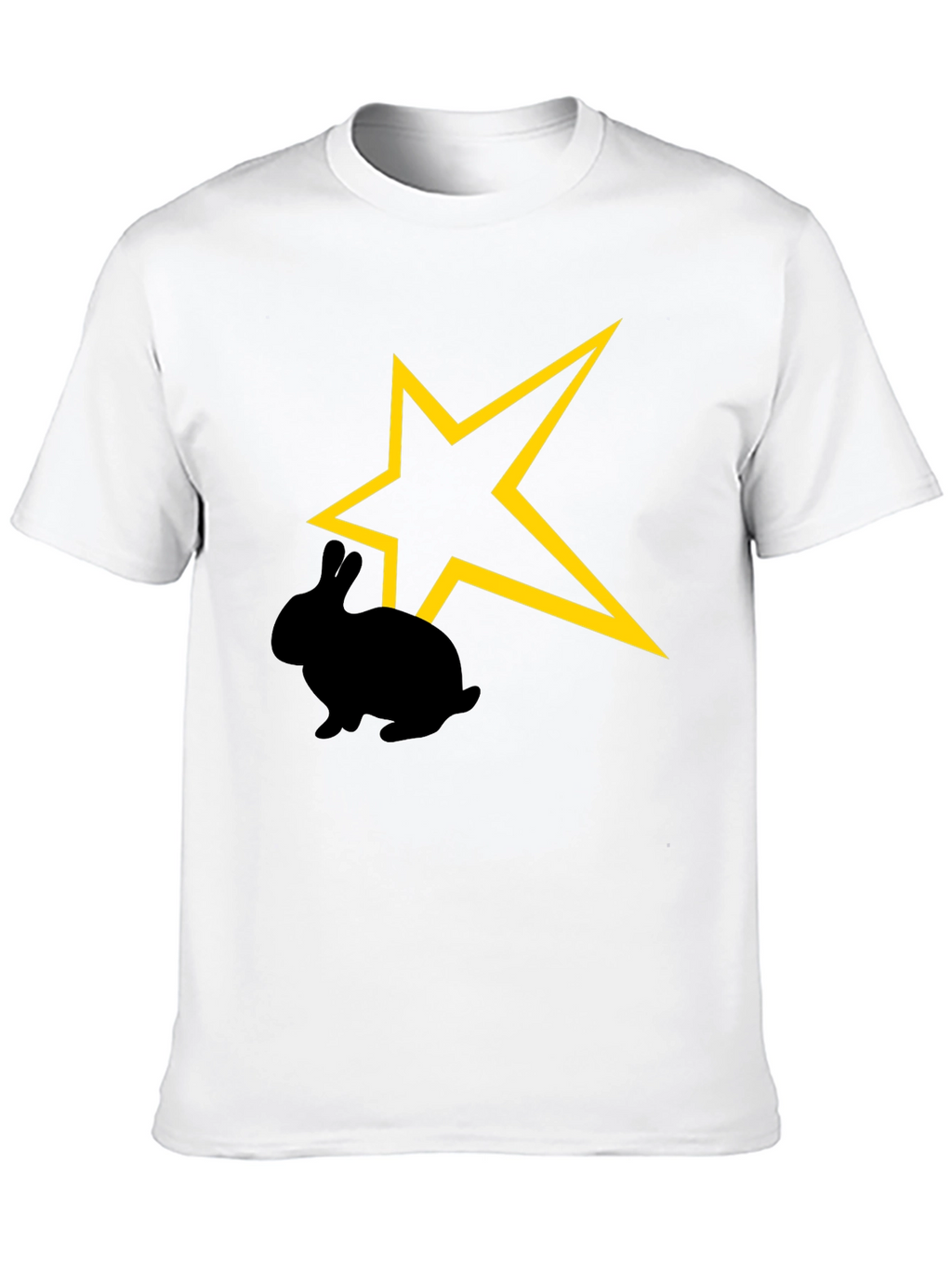 Camiseta Negra con Conejo y Estrella Amarilla