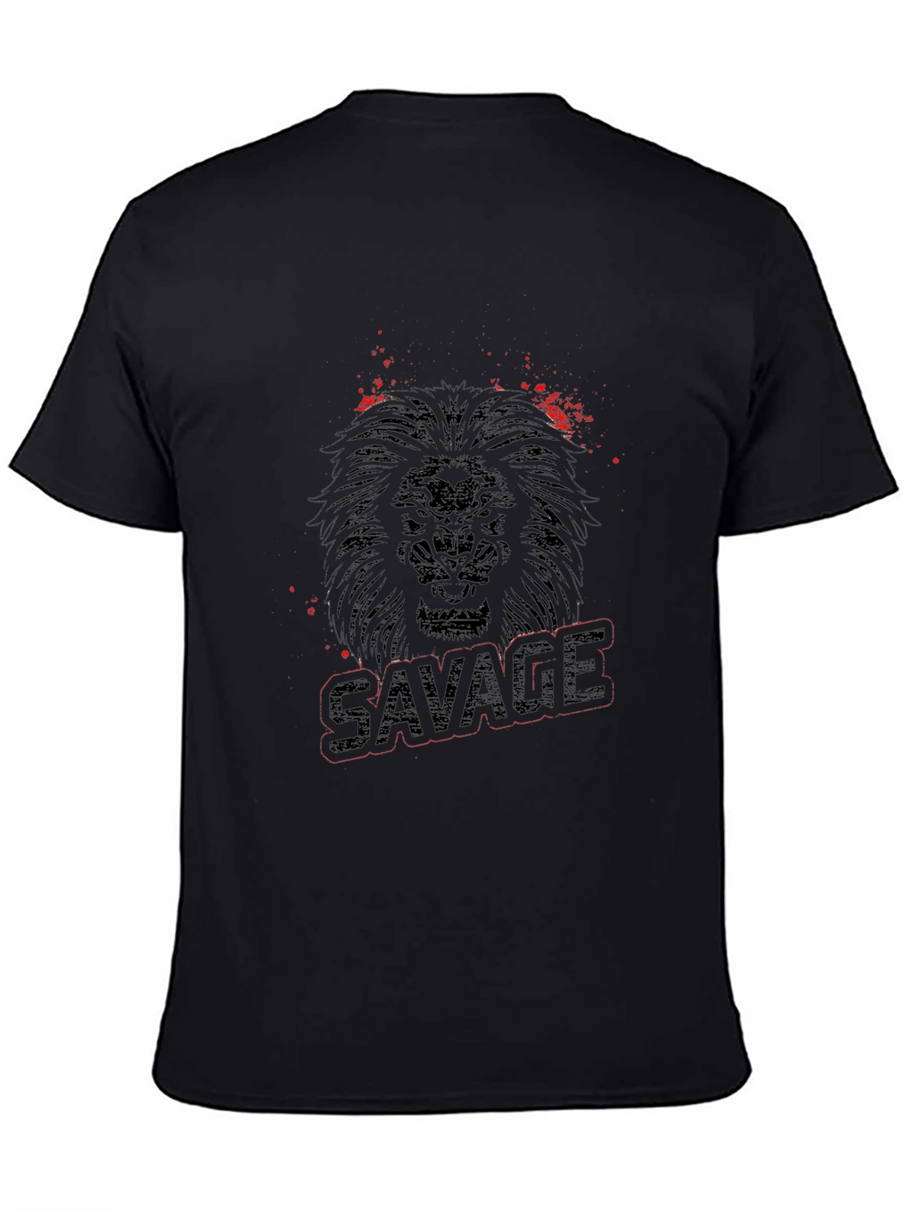 Camiseta Negra con Diseño de León Salvaje