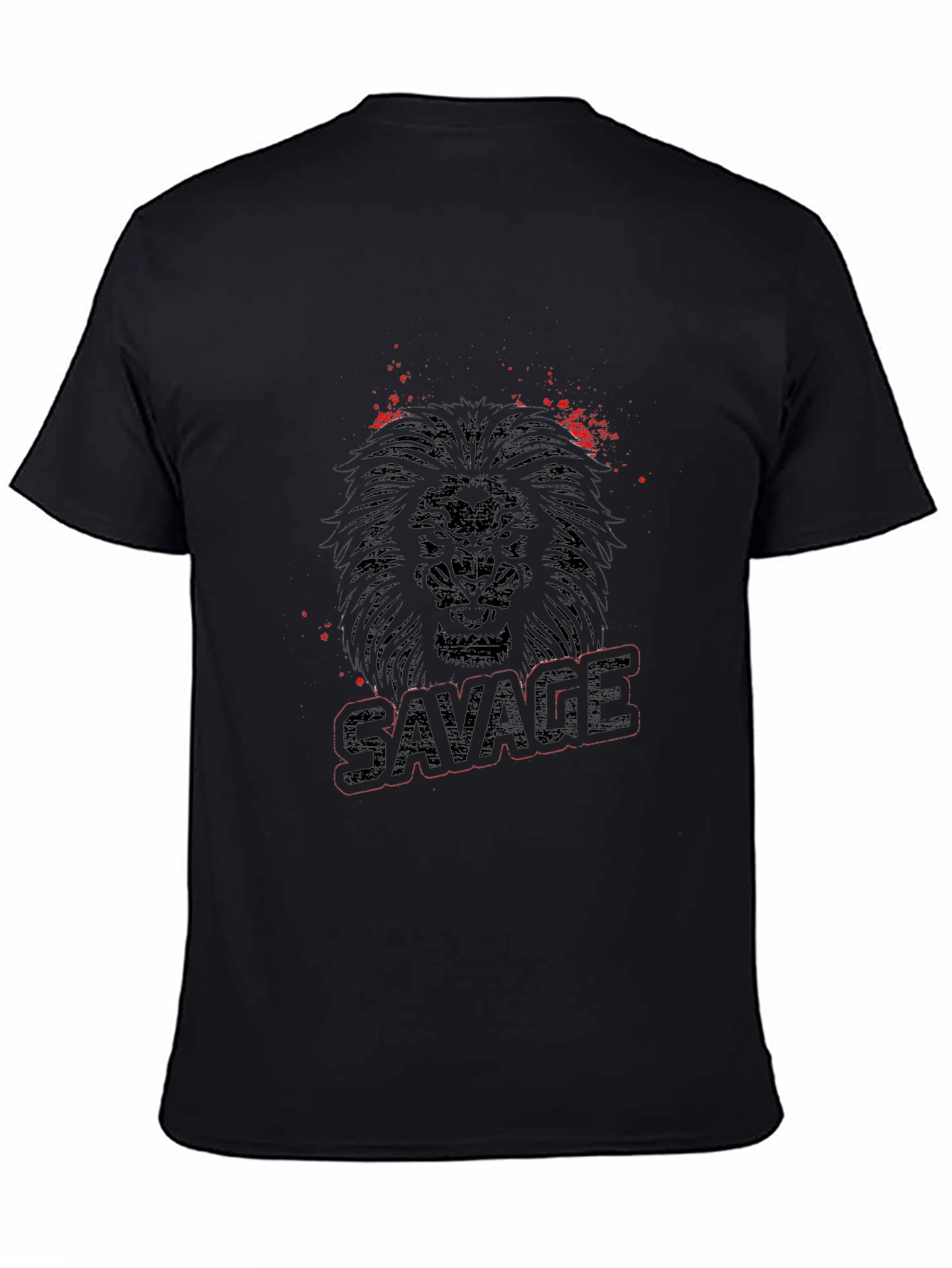 Camiseta Negra con Diseño de León Salvaje