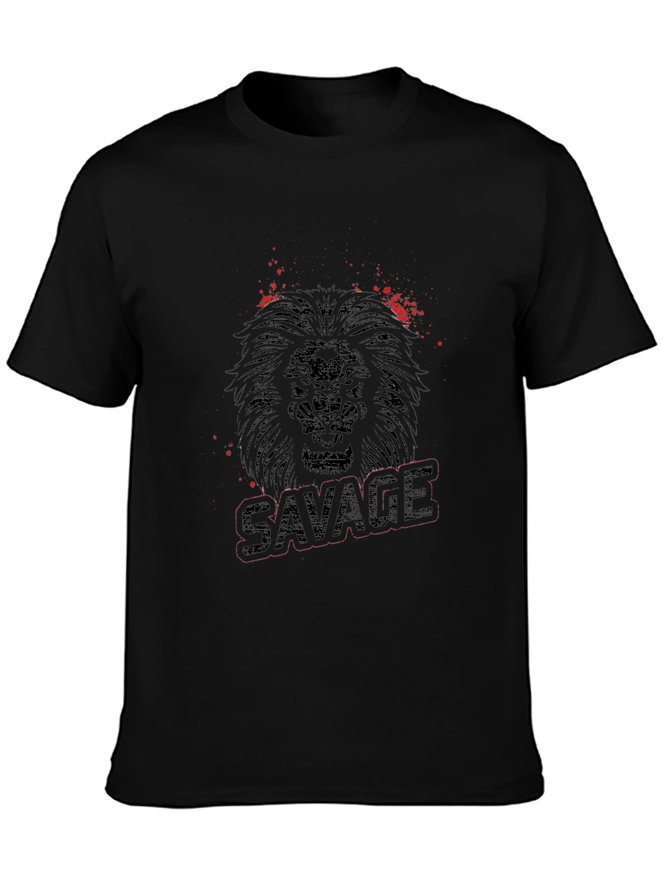 Camiseta Negra con Diseño de León Salvaje
