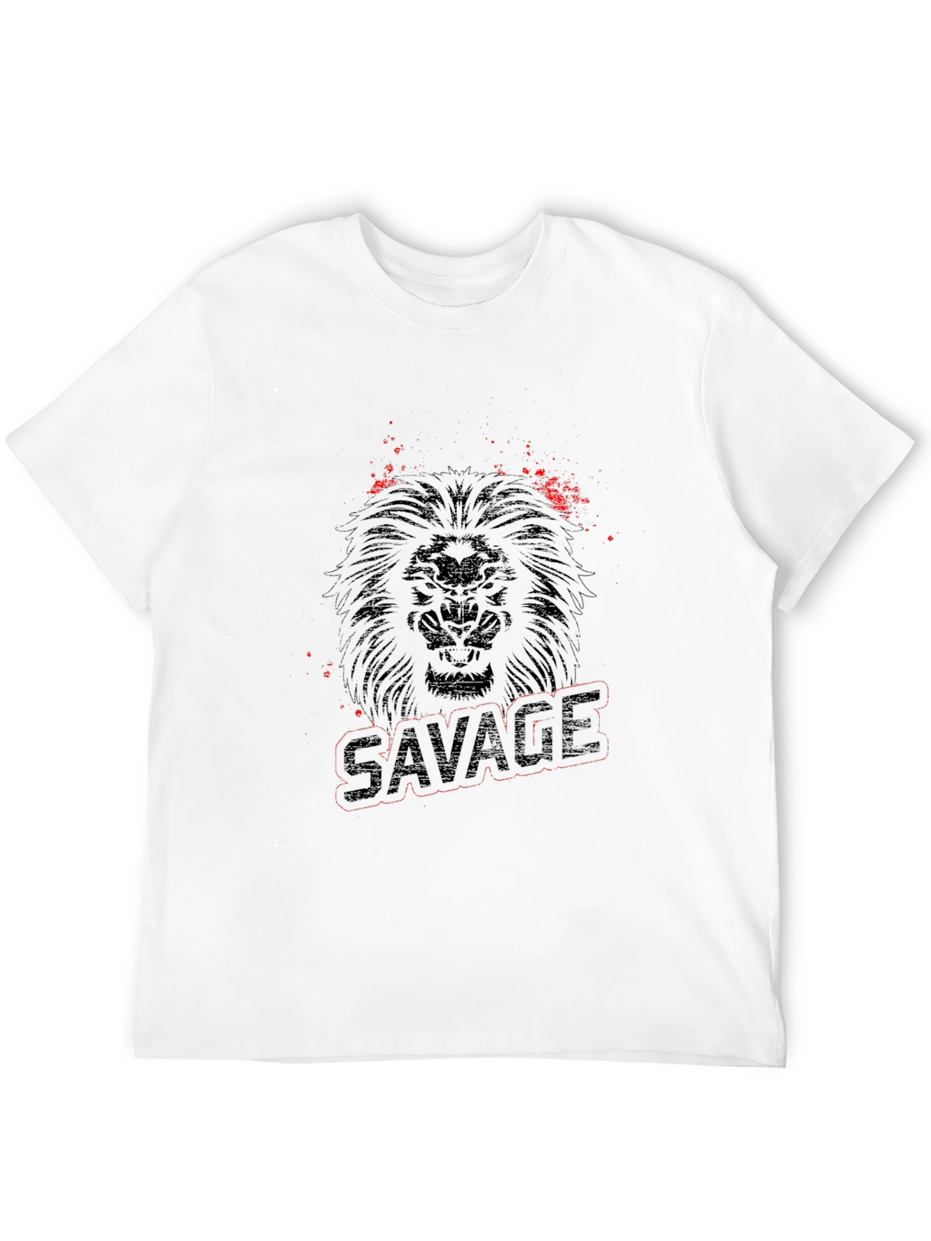 Camiseta Negra con Diseño de León Salvaje