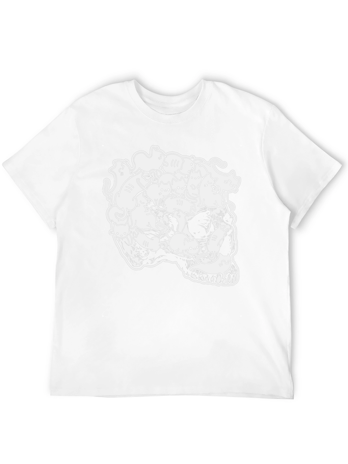 Camiseta Negra Calavera de Gatos Divertida y Original