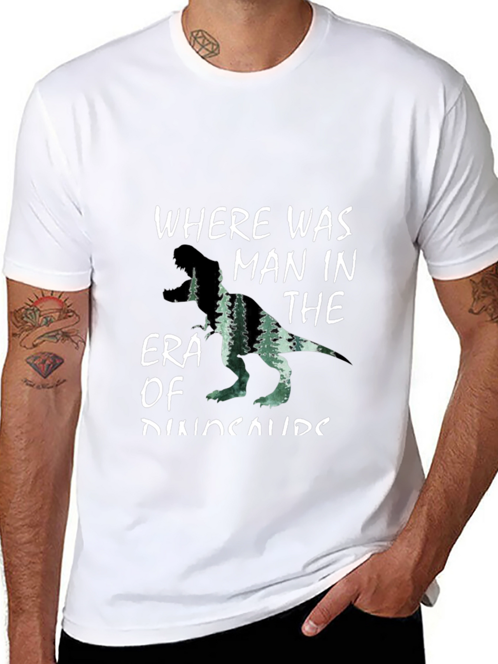 Camiseta Hombre Negra Diseño Dinosaurio