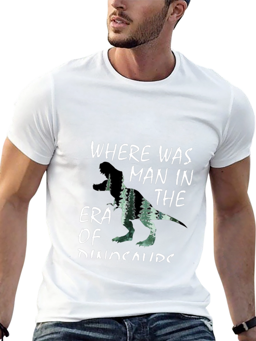 Camiseta Hombre Negra Diseño Dinosaurio