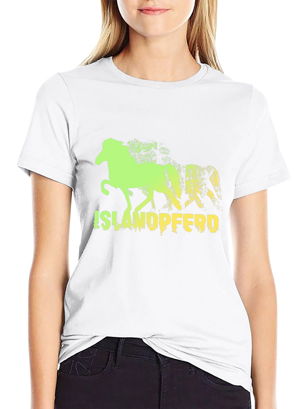 Camiseta Negra con Diseño de Caballo Islandés