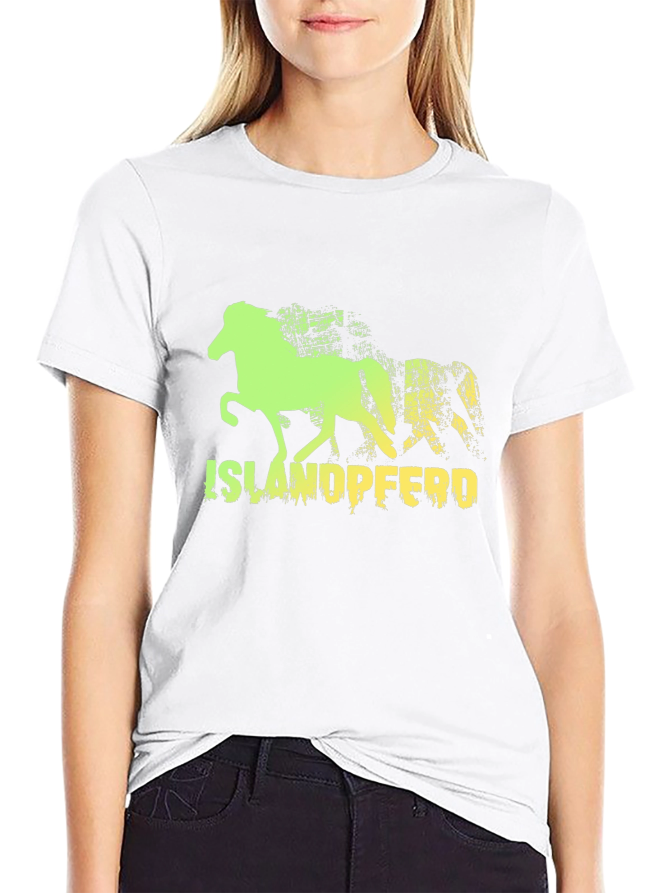 Camiseta Negra con Diseño de Caballo Islandés
