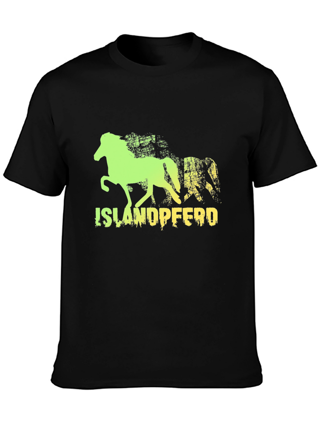 Camiseta Negra con Diseño de Caballo Islandés