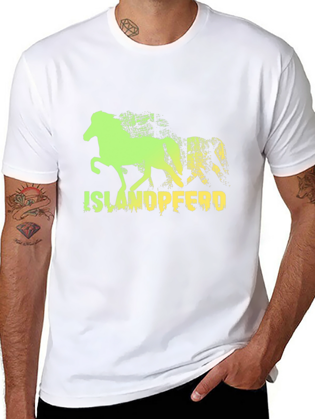 Camiseta Negra con Diseño de Caballo Islandés