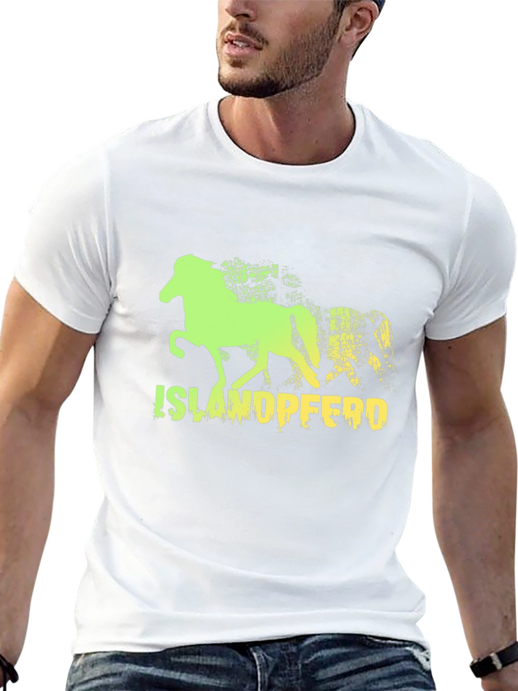 Camiseta Negra con Diseño de Caballo Islandés