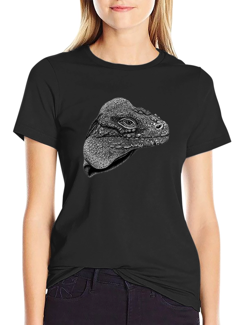 Camiseta Negra con Diseño de Iguana