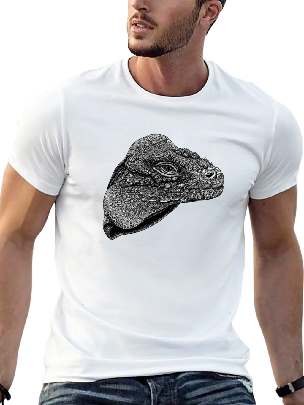 Camiseta Negra con Diseño de Iguana